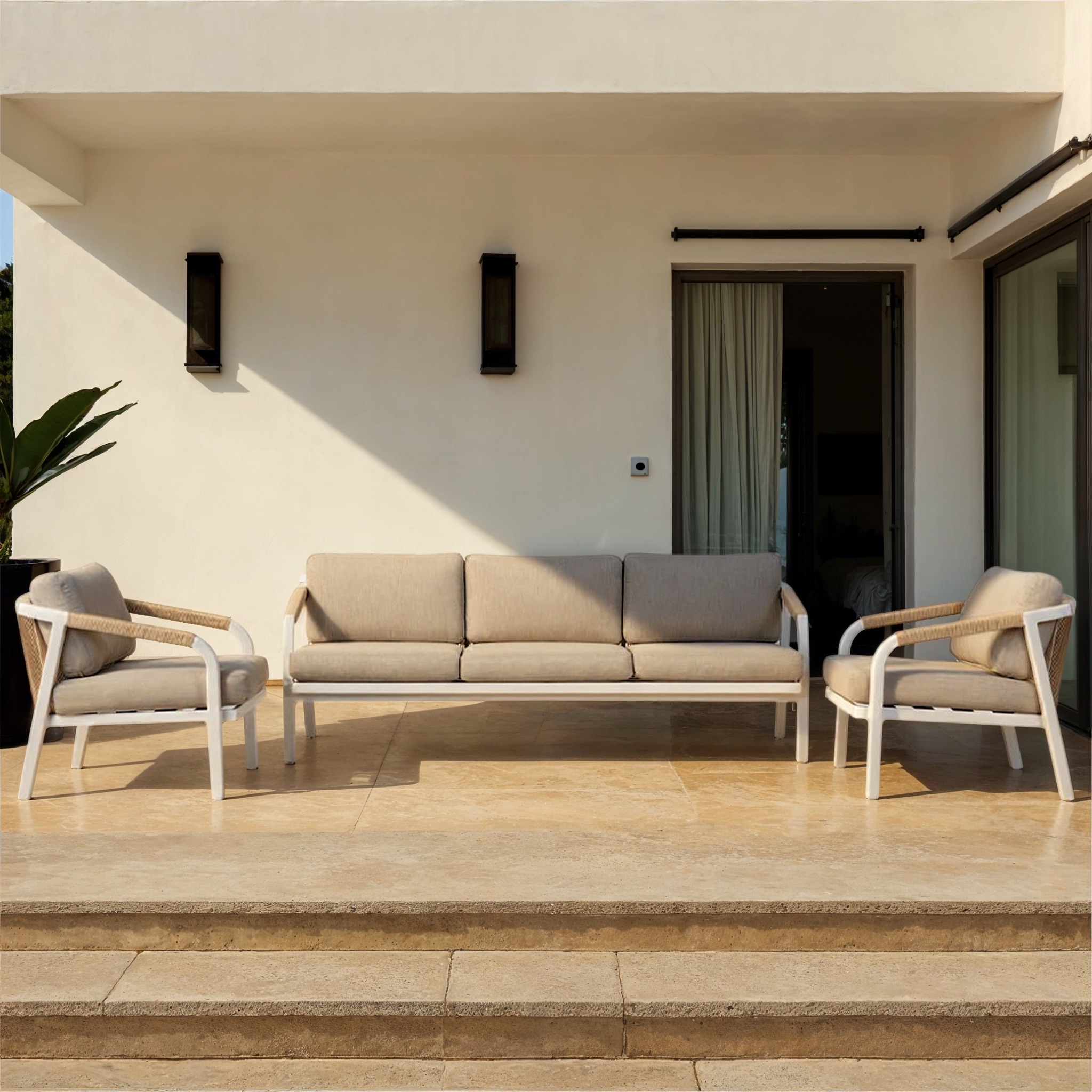 Pacific 3 Piece Outdoor Lounge Set, White