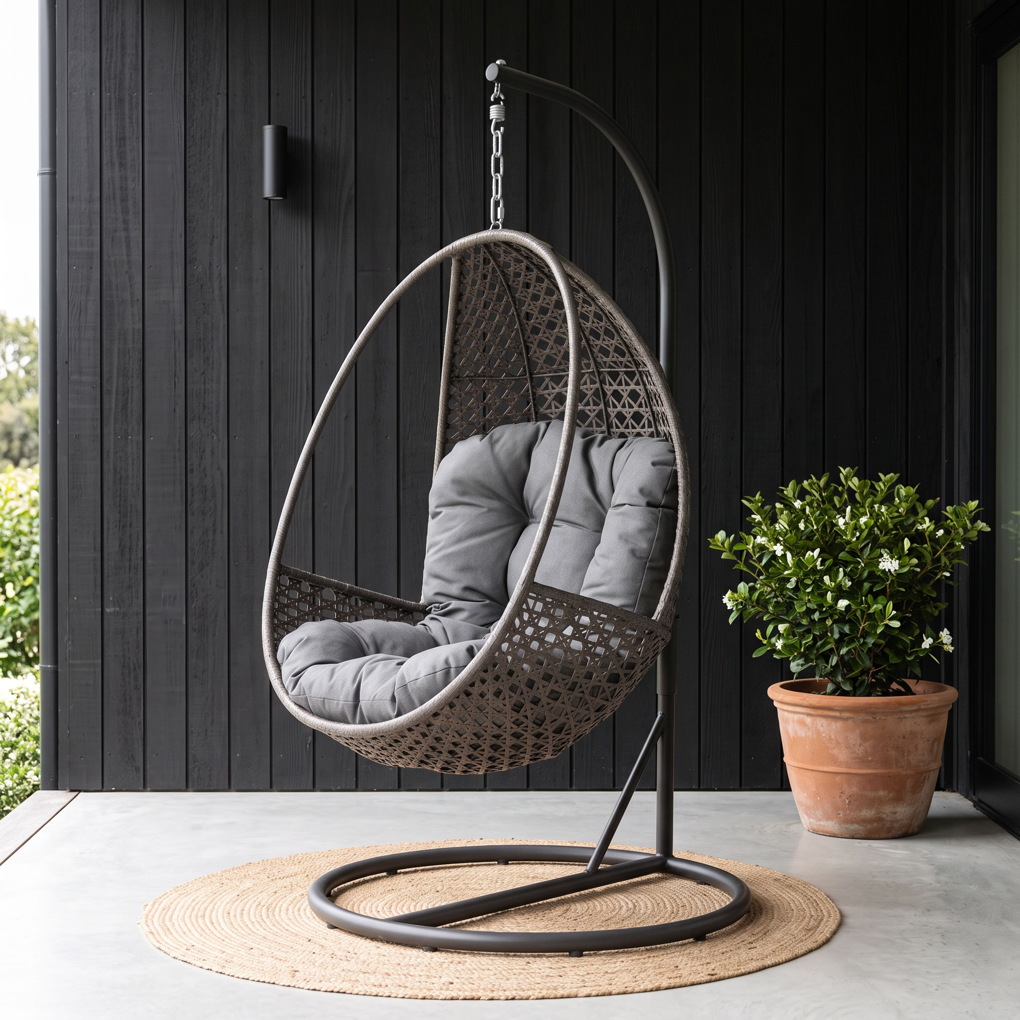 Capri Outdoor Egg Chair, Grey/ Gunmetal