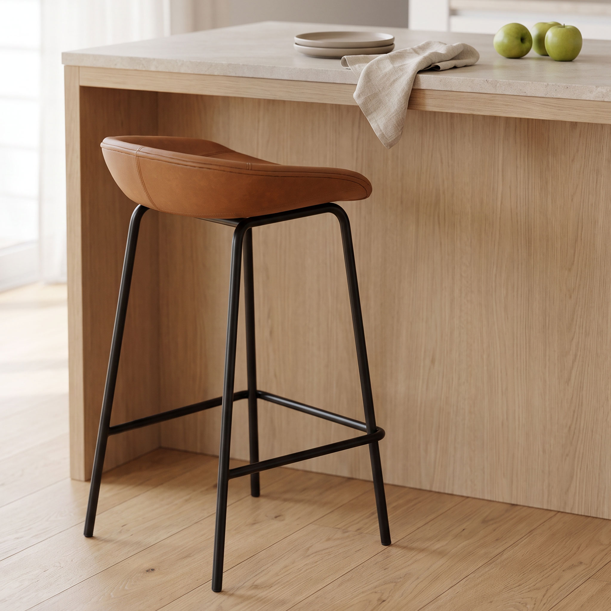 Carter PU Barstool, Tan
