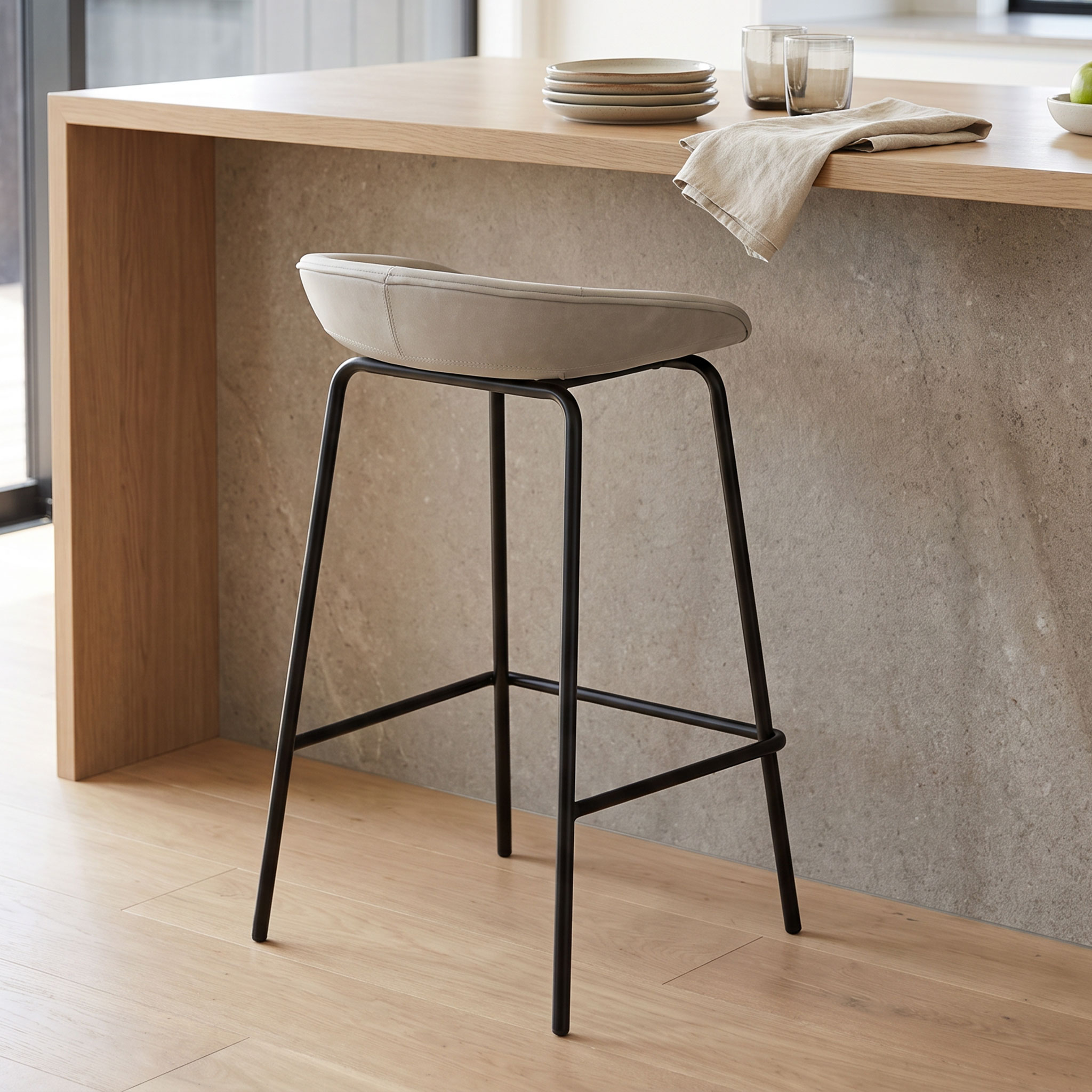 Carter PU Barstool, Light Grey