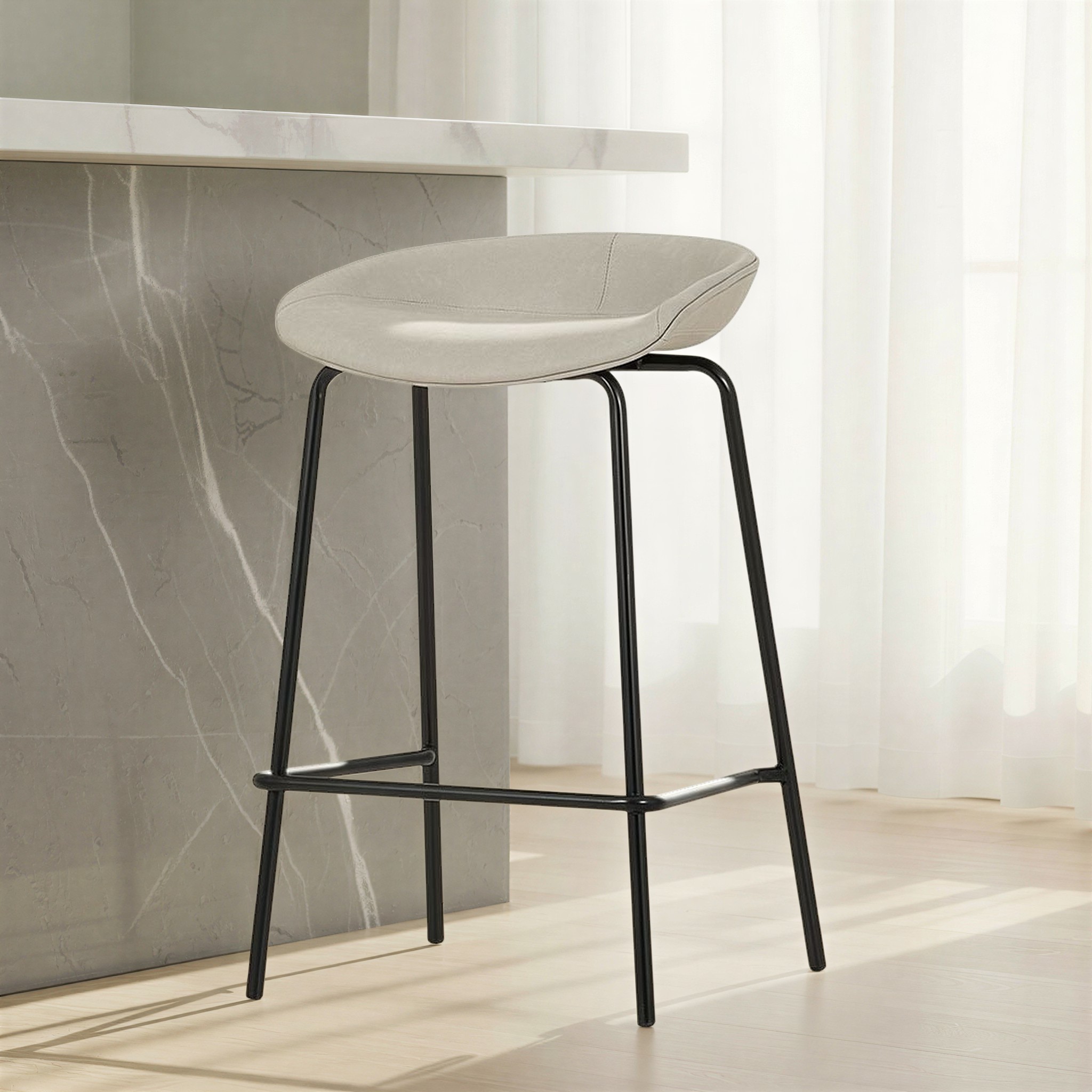 Carter PU Barstool, Light Grey