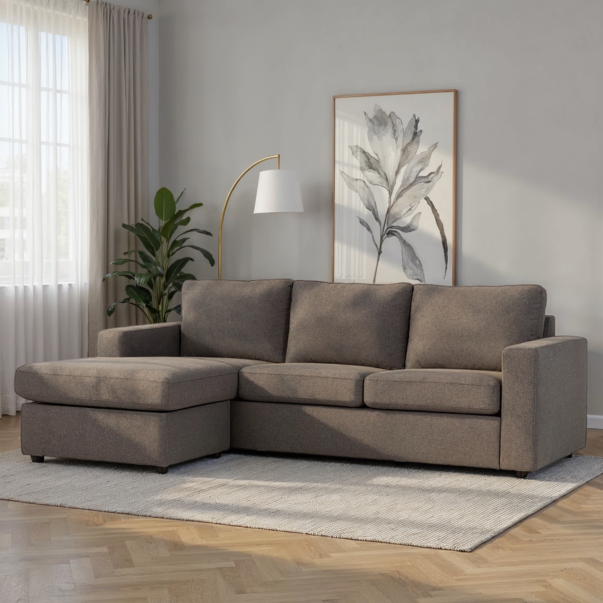 Brooke Chaise Sofa, Dark Grey