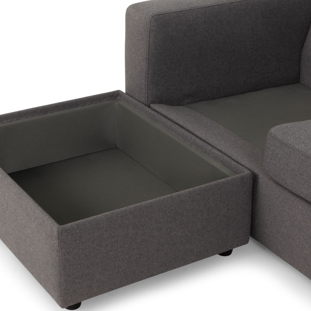 Brooke Chaise Sofa, Dark Grey