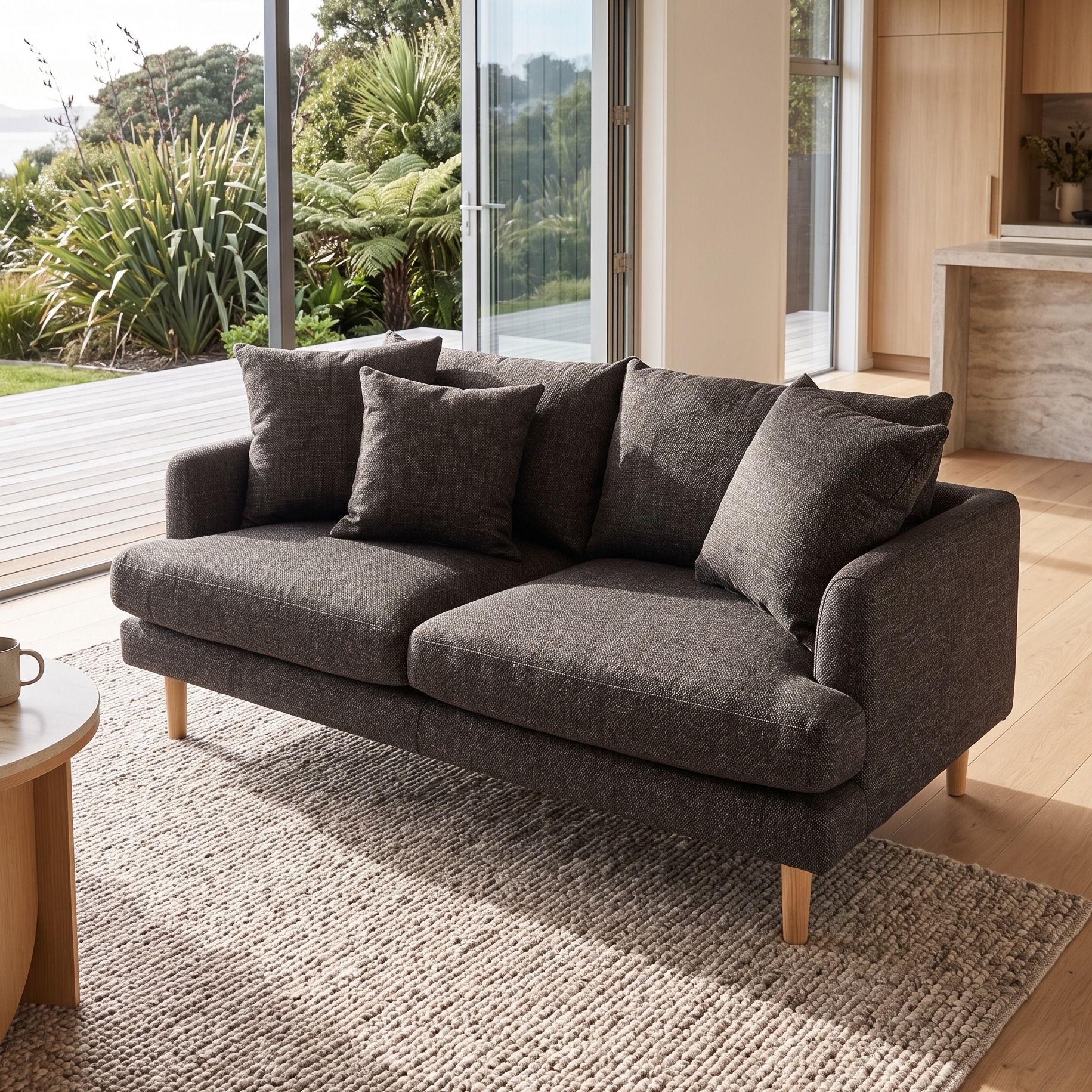 Samara 2  Seater Sofa, Charcoal