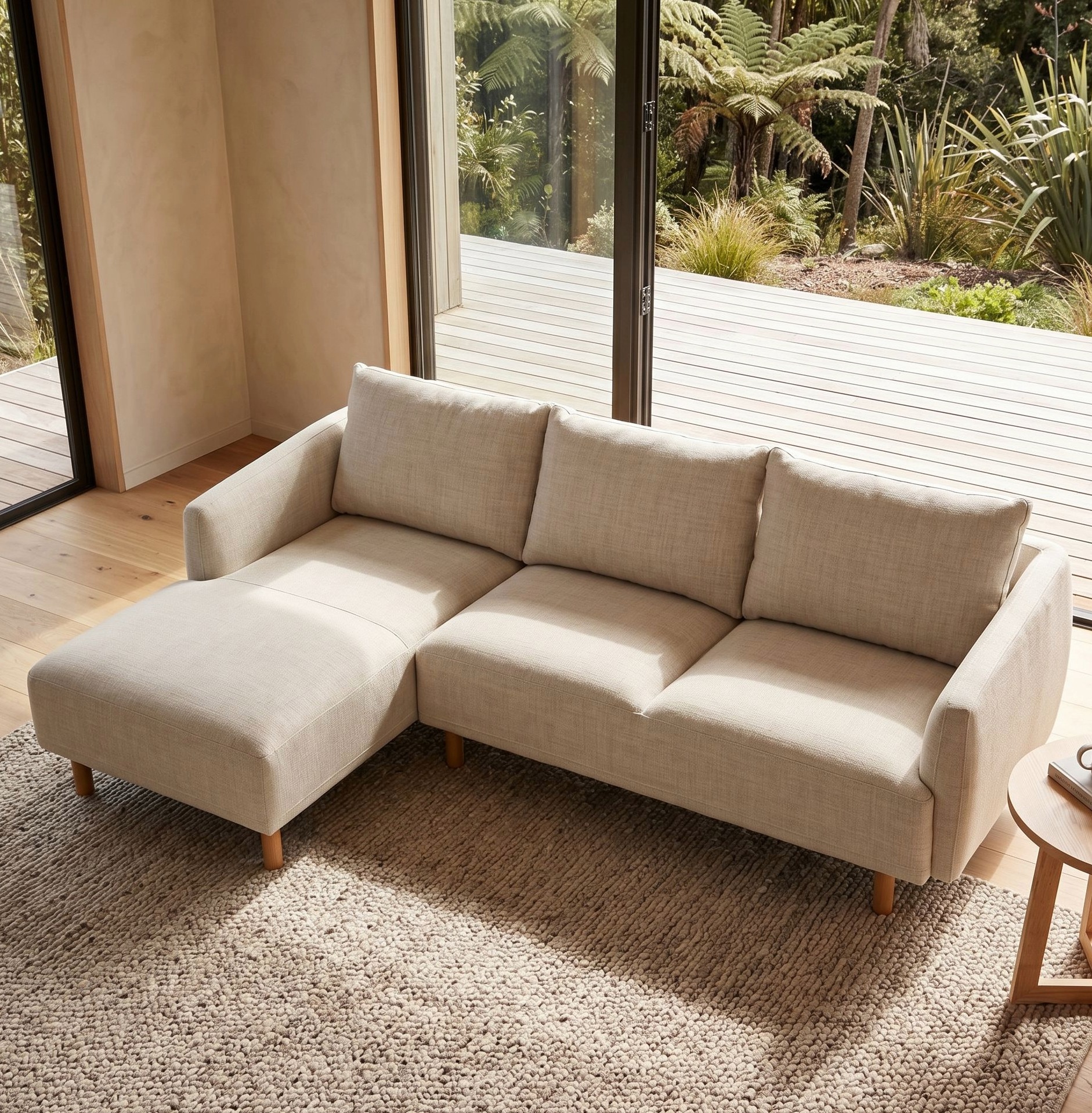 Tessa Left Hand Facing Chaise Sofa, Light Grey