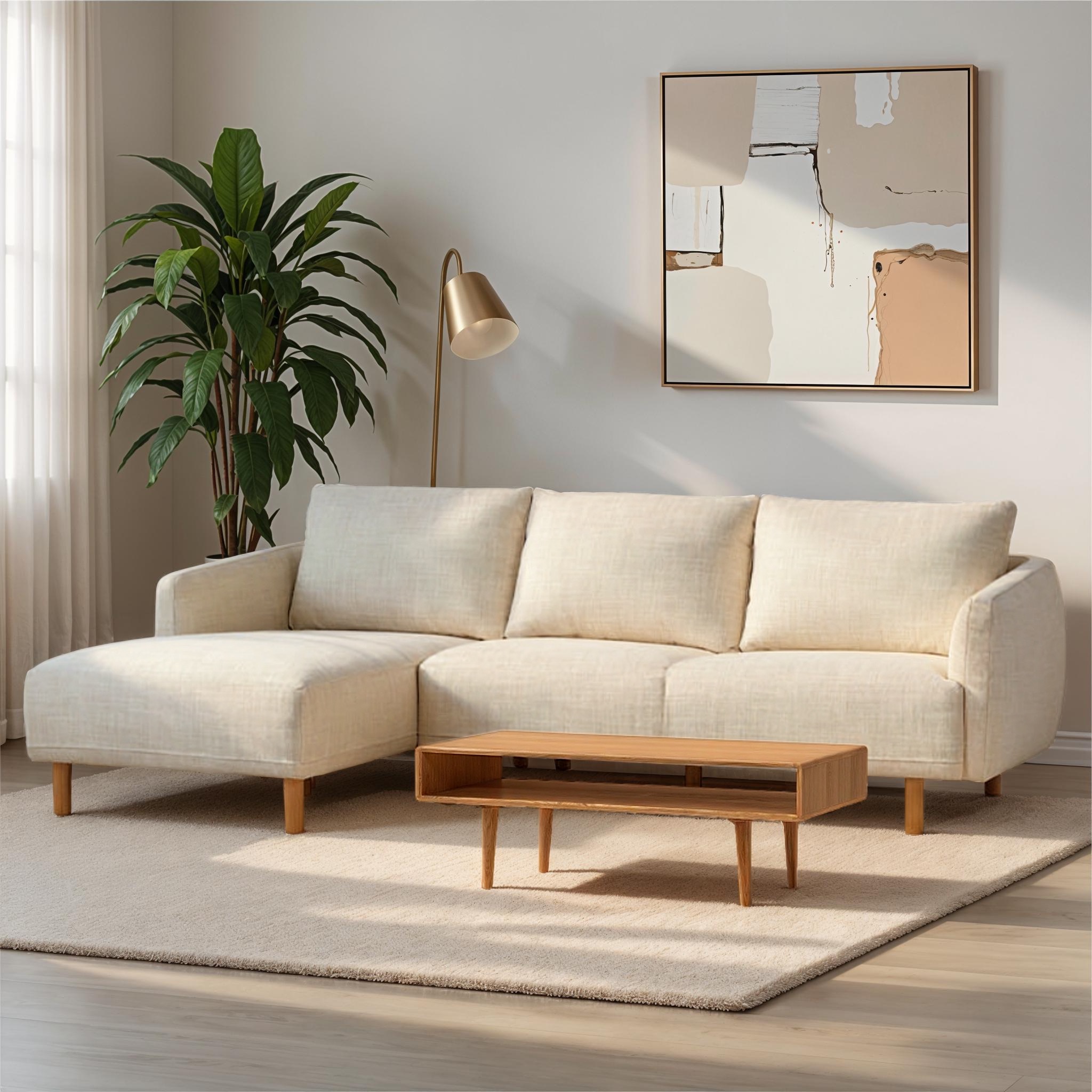 Tessa Left Hand Facing Chaise Sofa, Light Grey