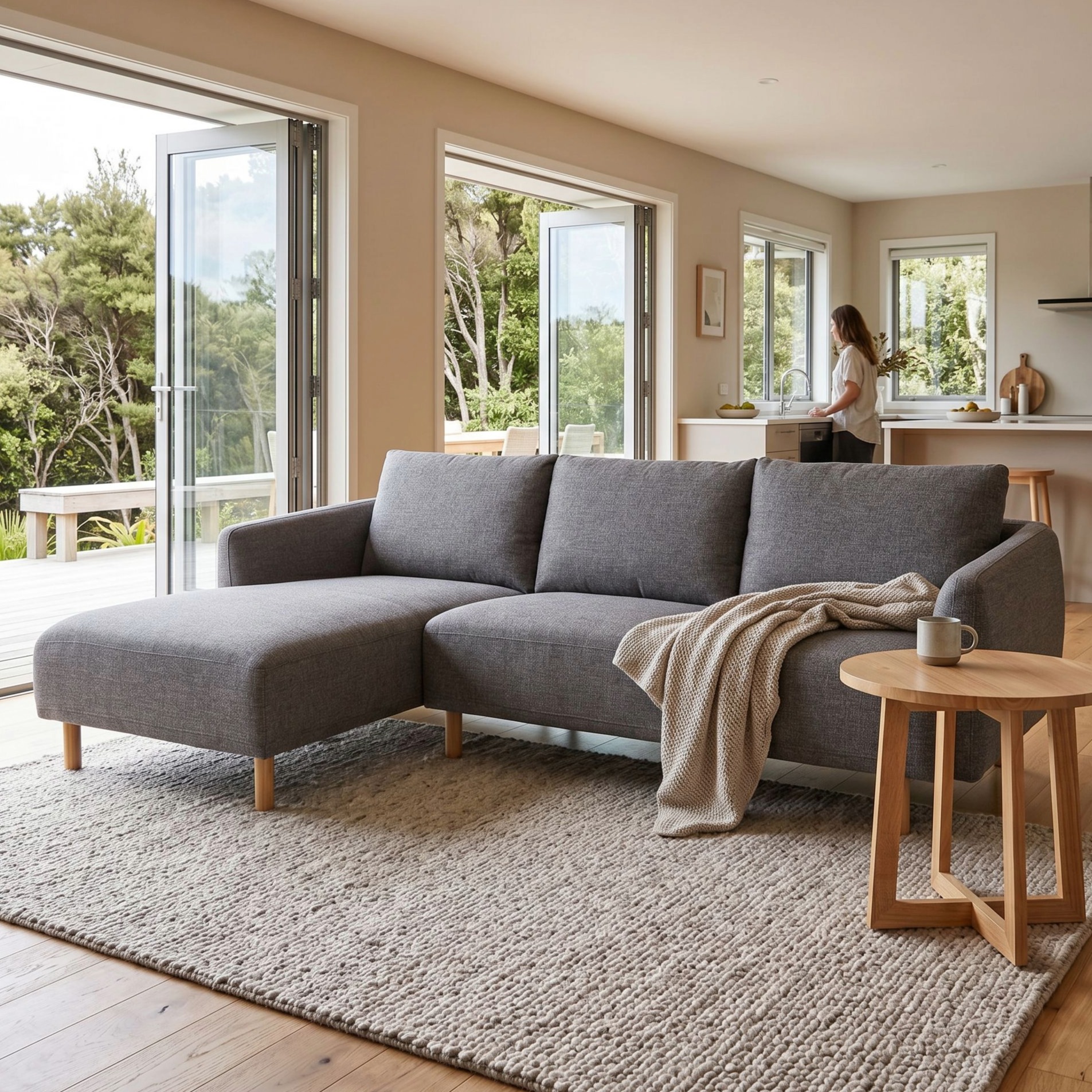 Tessa Left Hand Facing Chaise Sofa, Charcoal