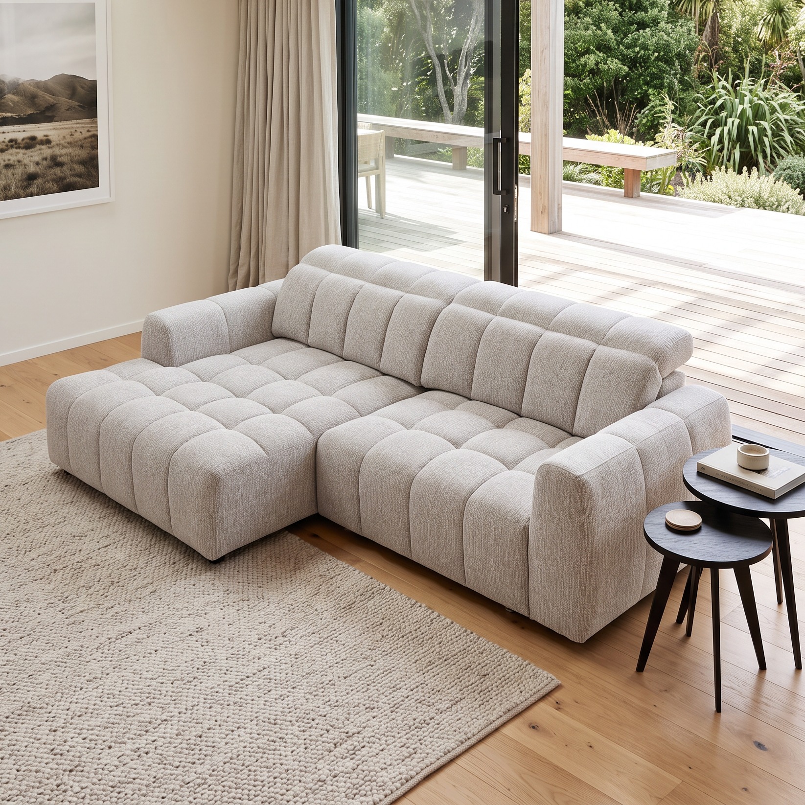 Verity Left Hand Facing Chaise Sofa, Grey