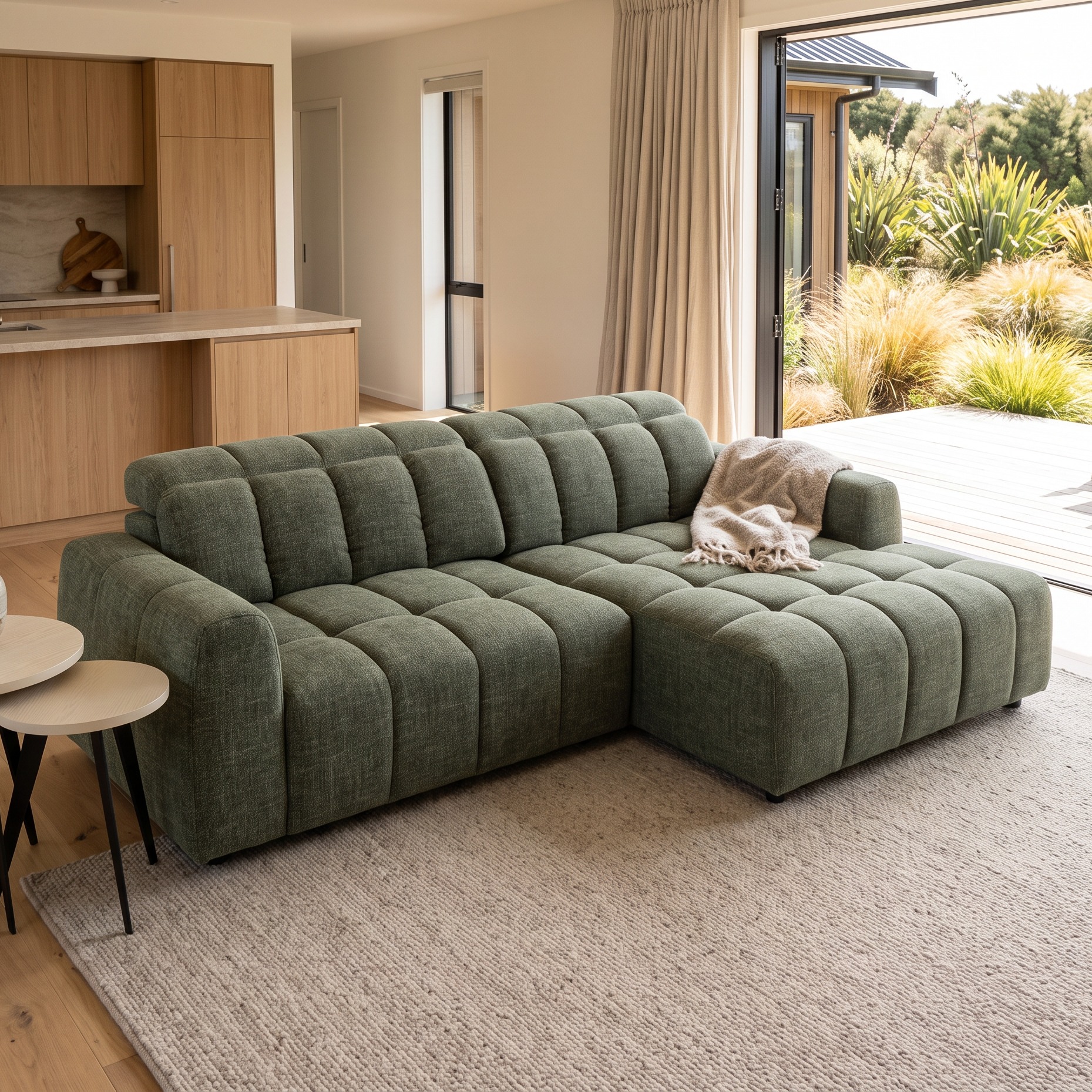 Verity Right Hand Facing Chaise Sofa, Green
