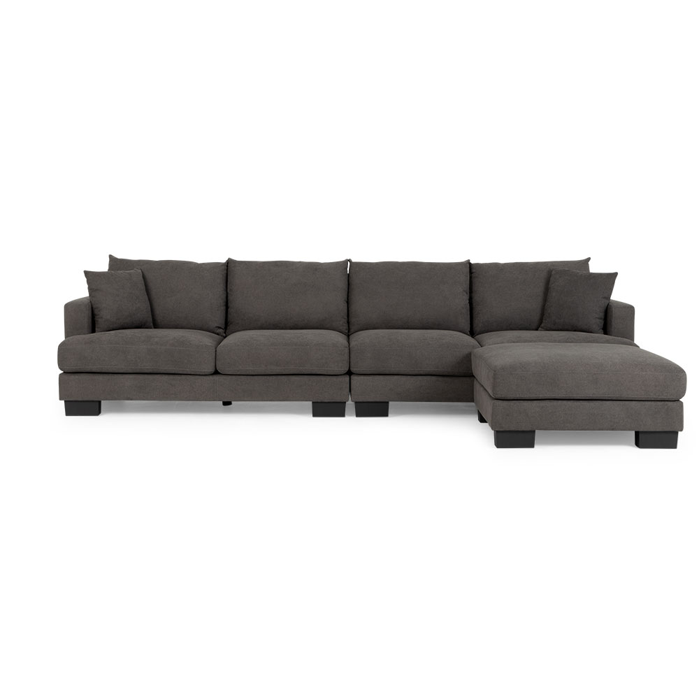 Tasman Modular 5 Seater Sofa With Ottoman, Dark Grey