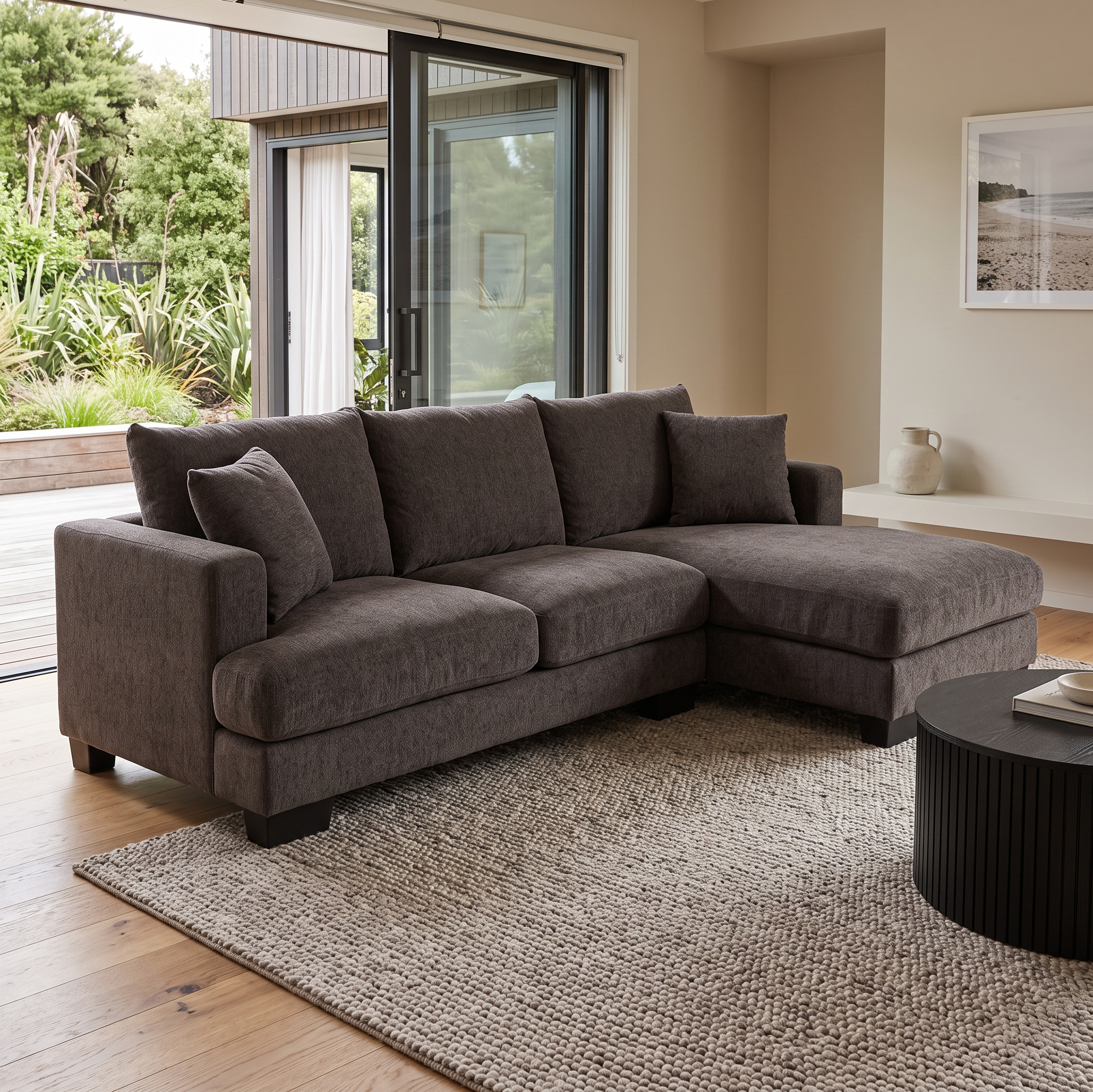 Grayson Right Hand Facing Chaise Sofa, Charcoal