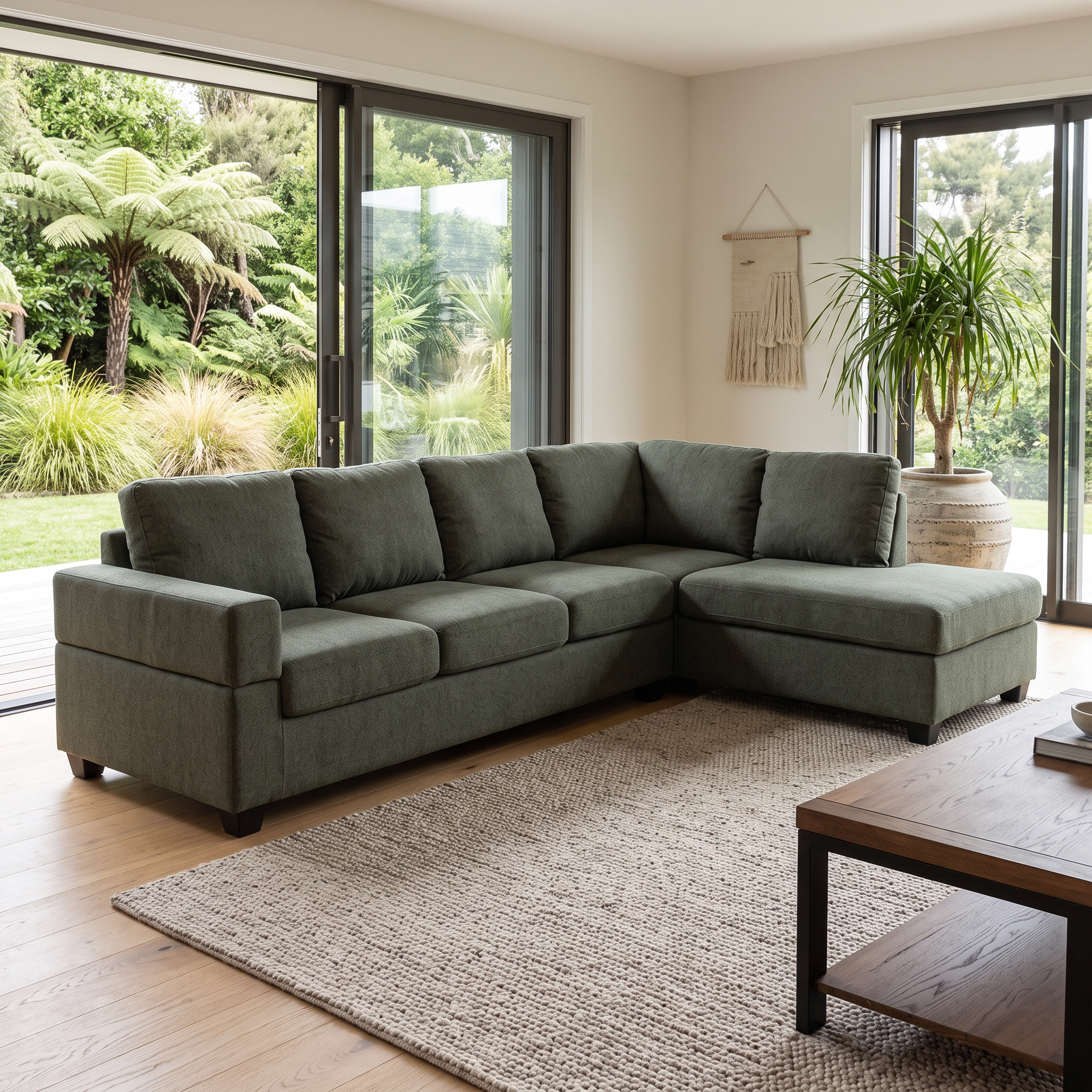 Chester Right Hand Facing Chaise Sofa, Green