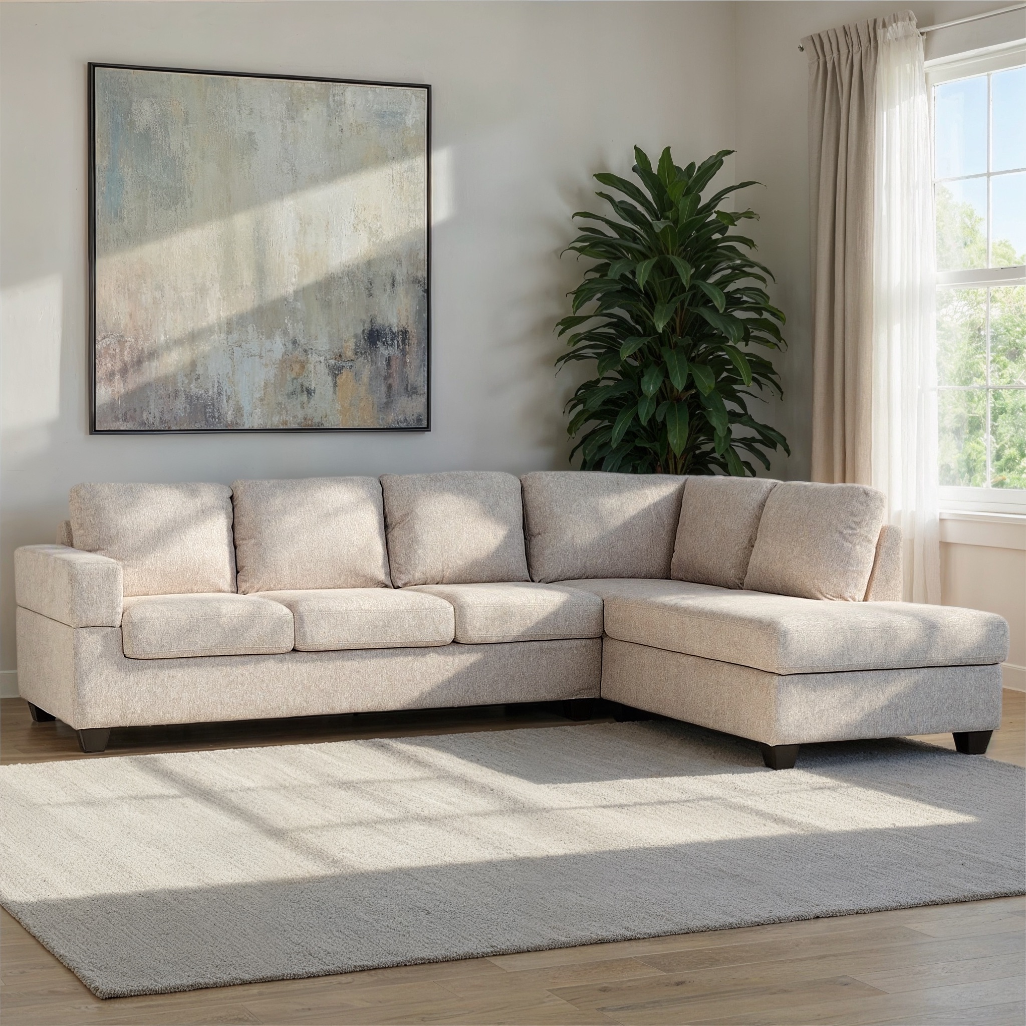 Chester Chaise Sofa, Light Grey