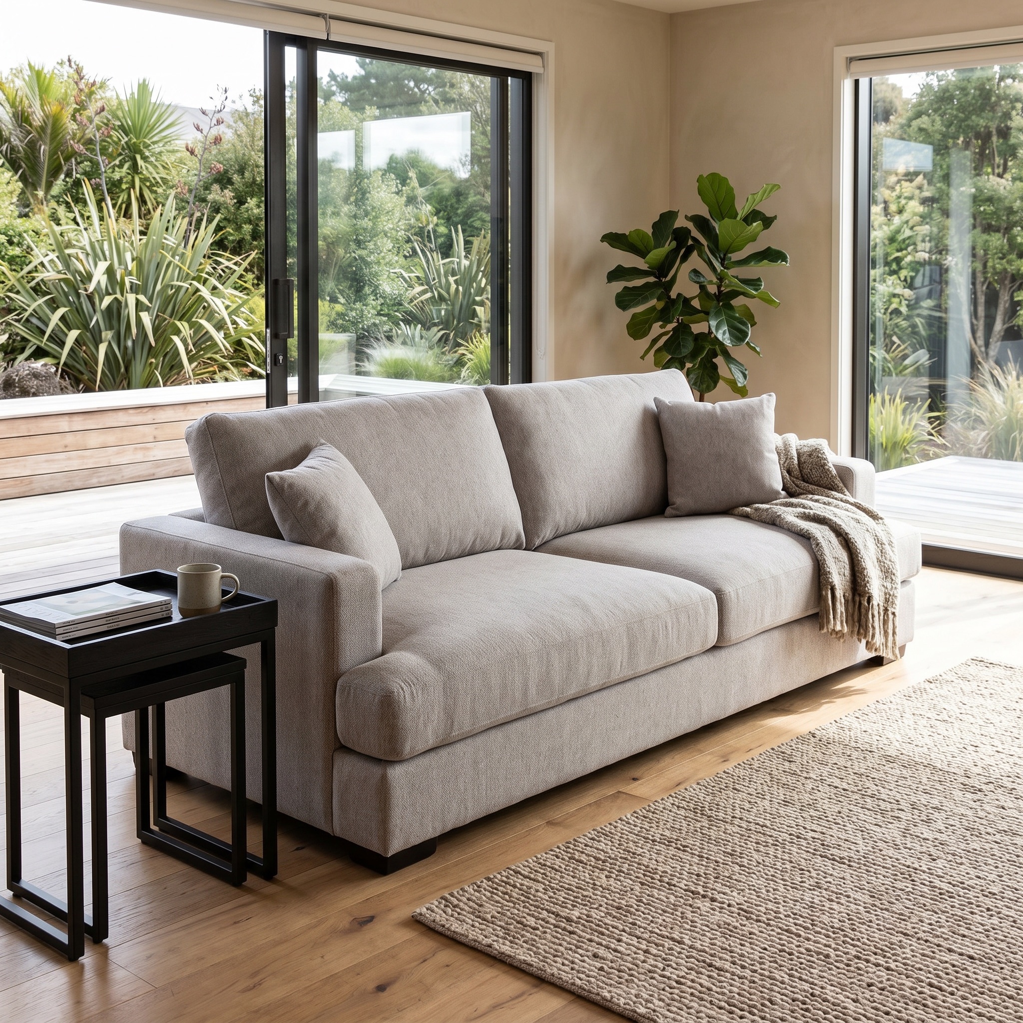 Milana 3 Seater Sofa, Light Grey