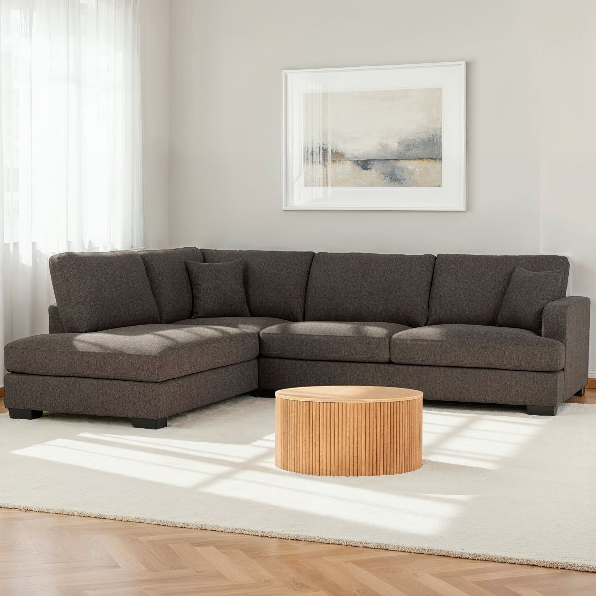 Milana 4 Seater Corner Chaise Left Hand Facing, Charcoal