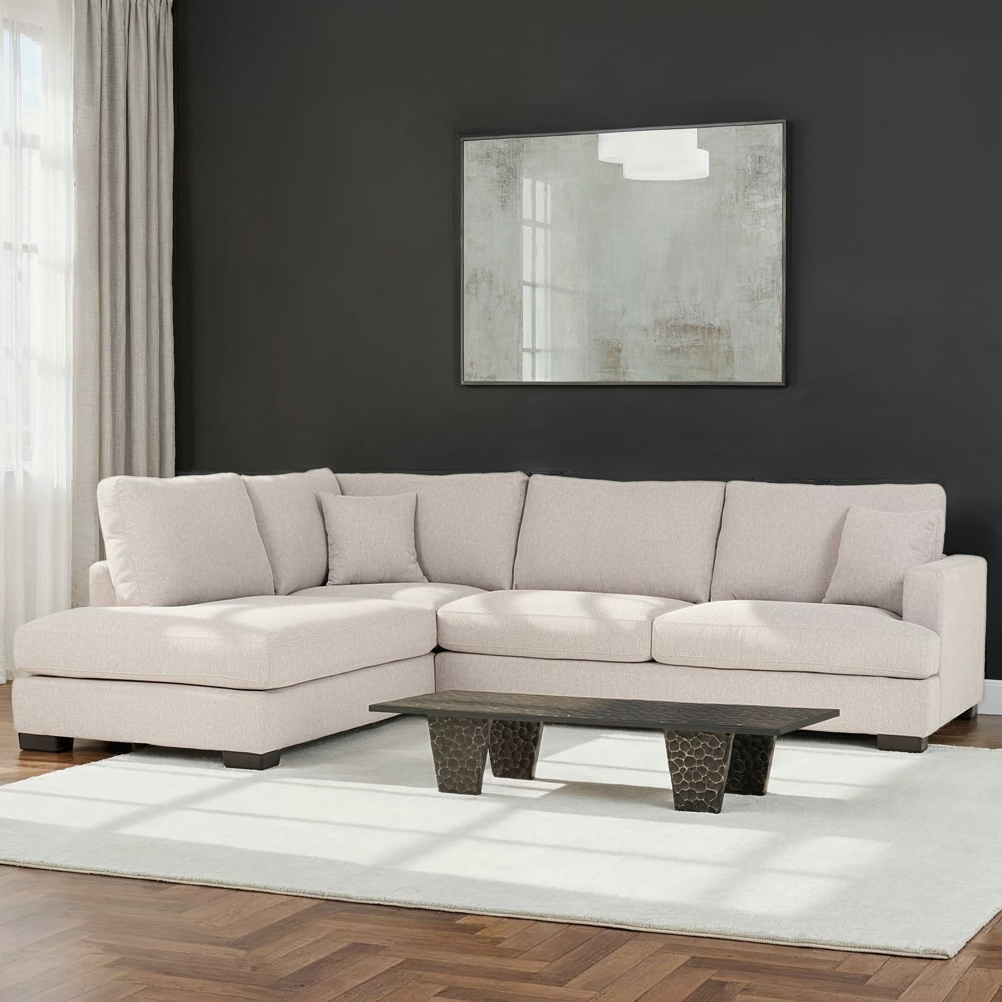 Milana 4 Seater Corner Chaise Left Hand Facing, Light Grey