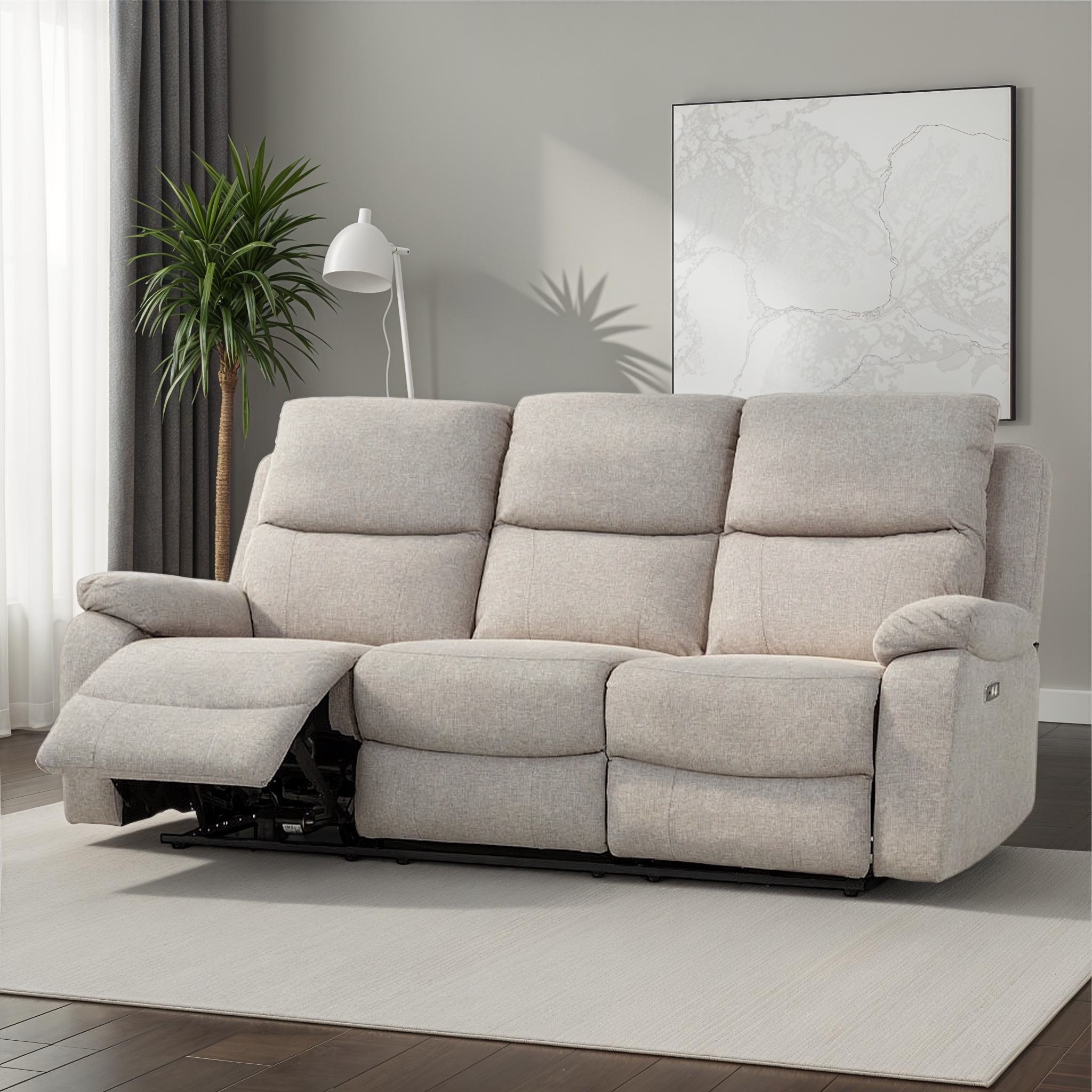 Kyle 3 Seater Electric Recliner, Light Grey