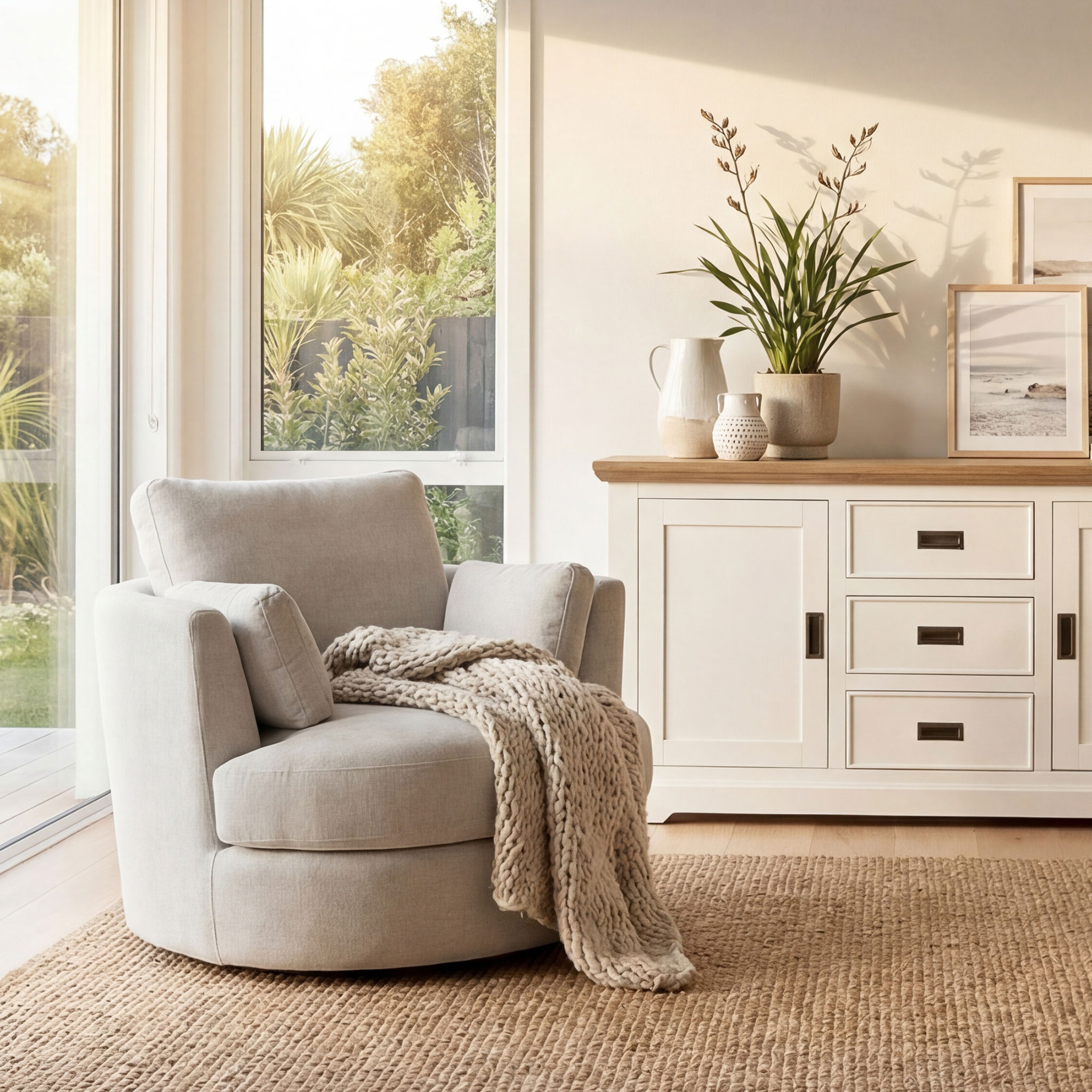 Grayson Swivel Chair, Light Grey