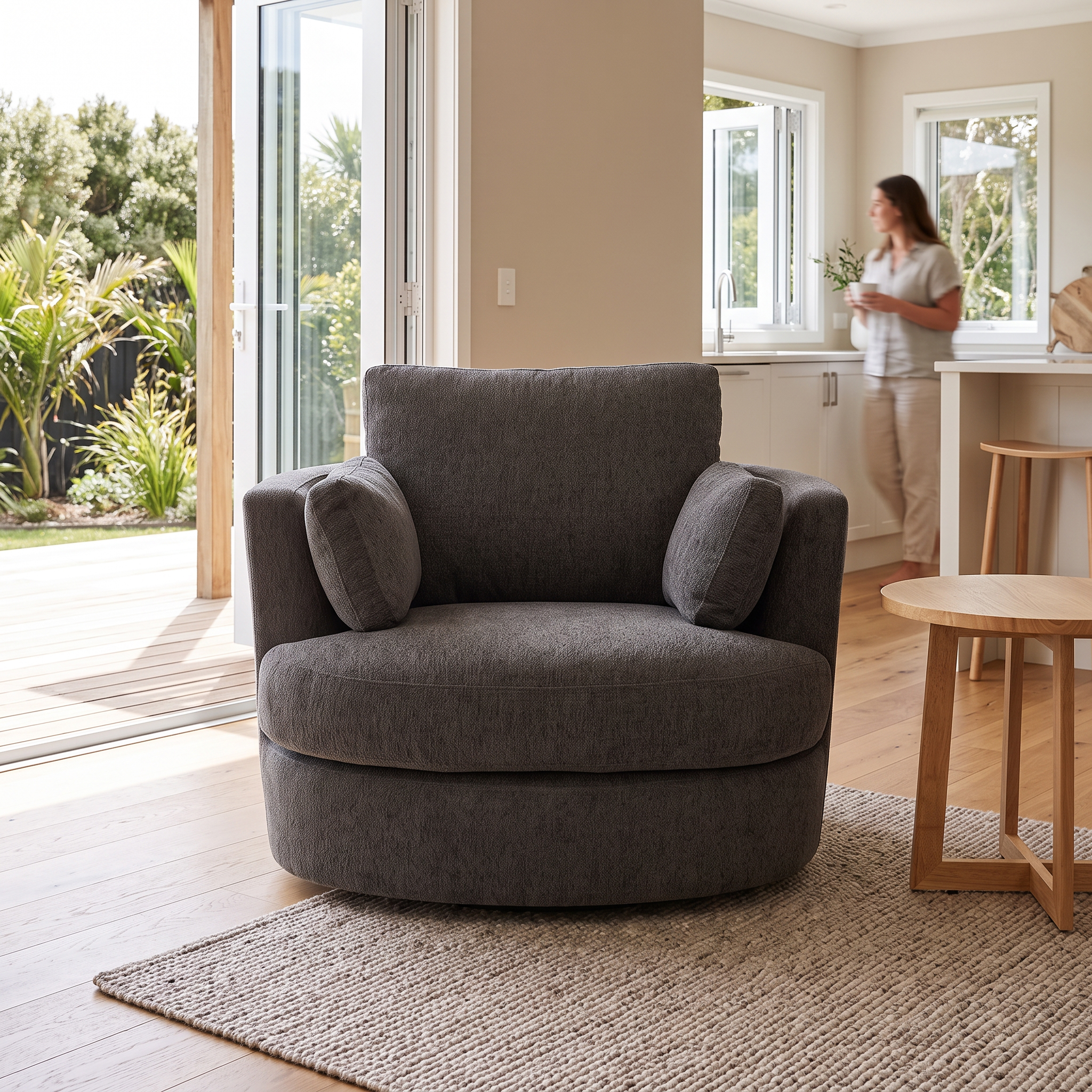 Grayson Swivel Chair, Charcoal