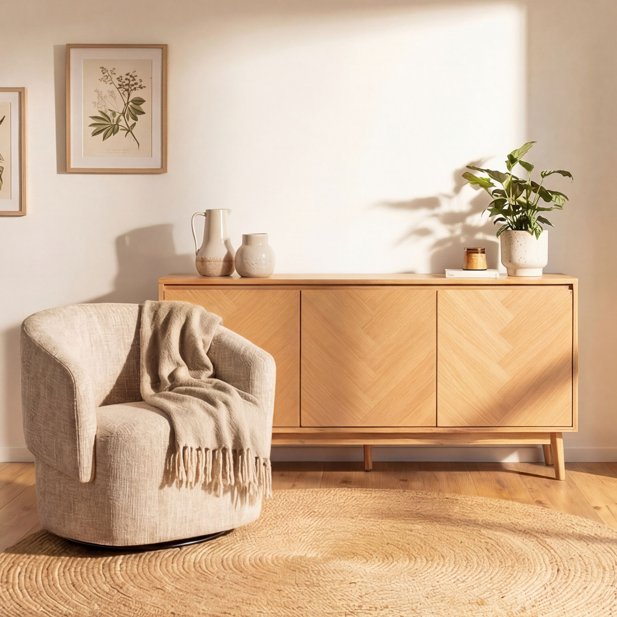 Helena Swivel Chair, Light Brown