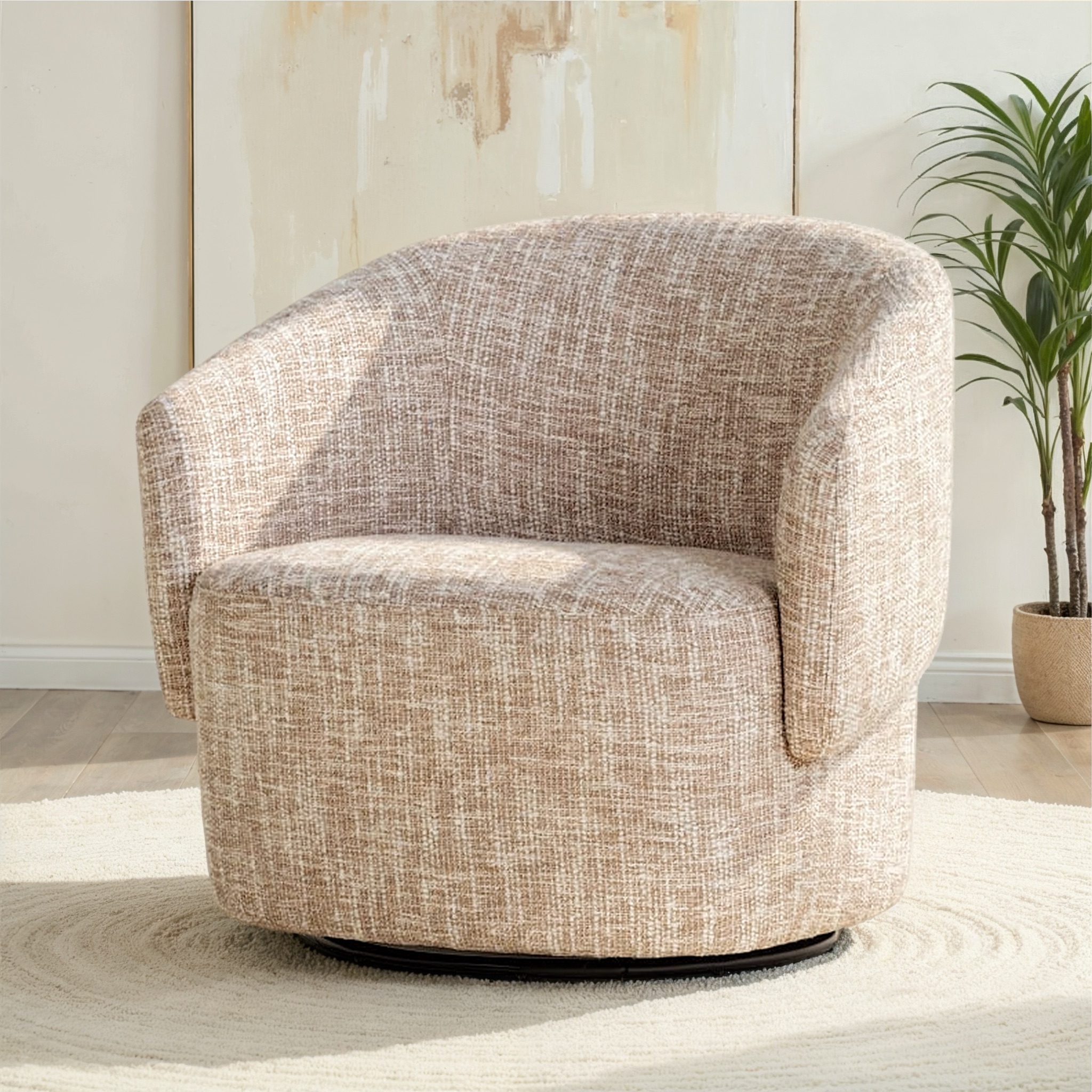 Helena Swivel Chair, Light Brown