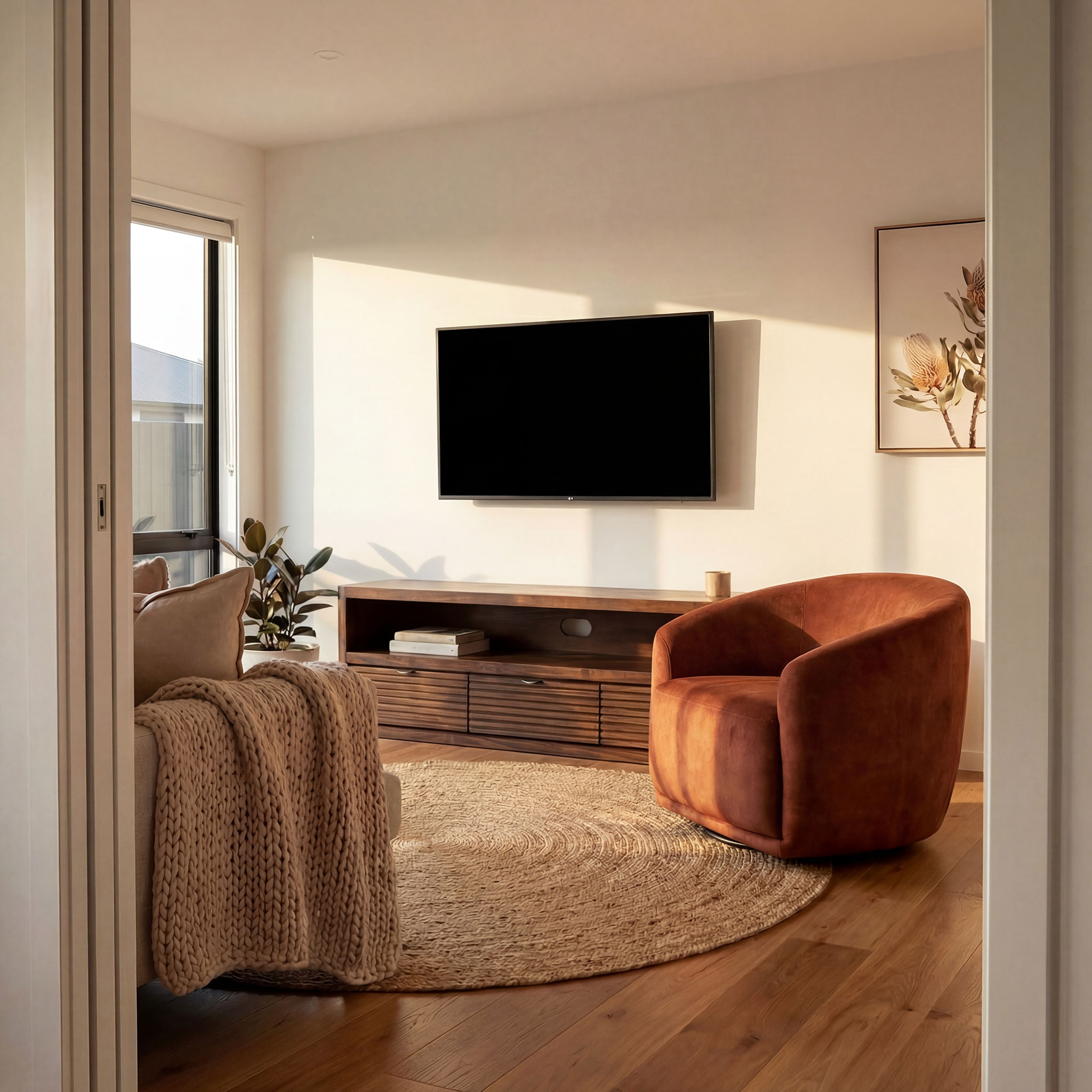 Janey Swivel Chair, Rust