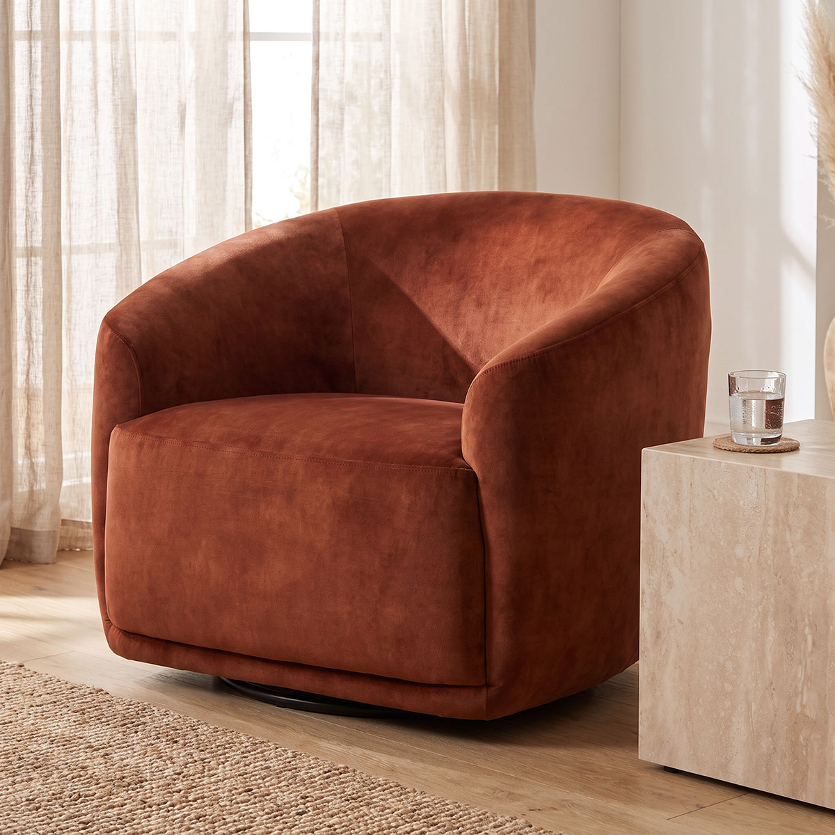 Janey Swivel Chair, Rust