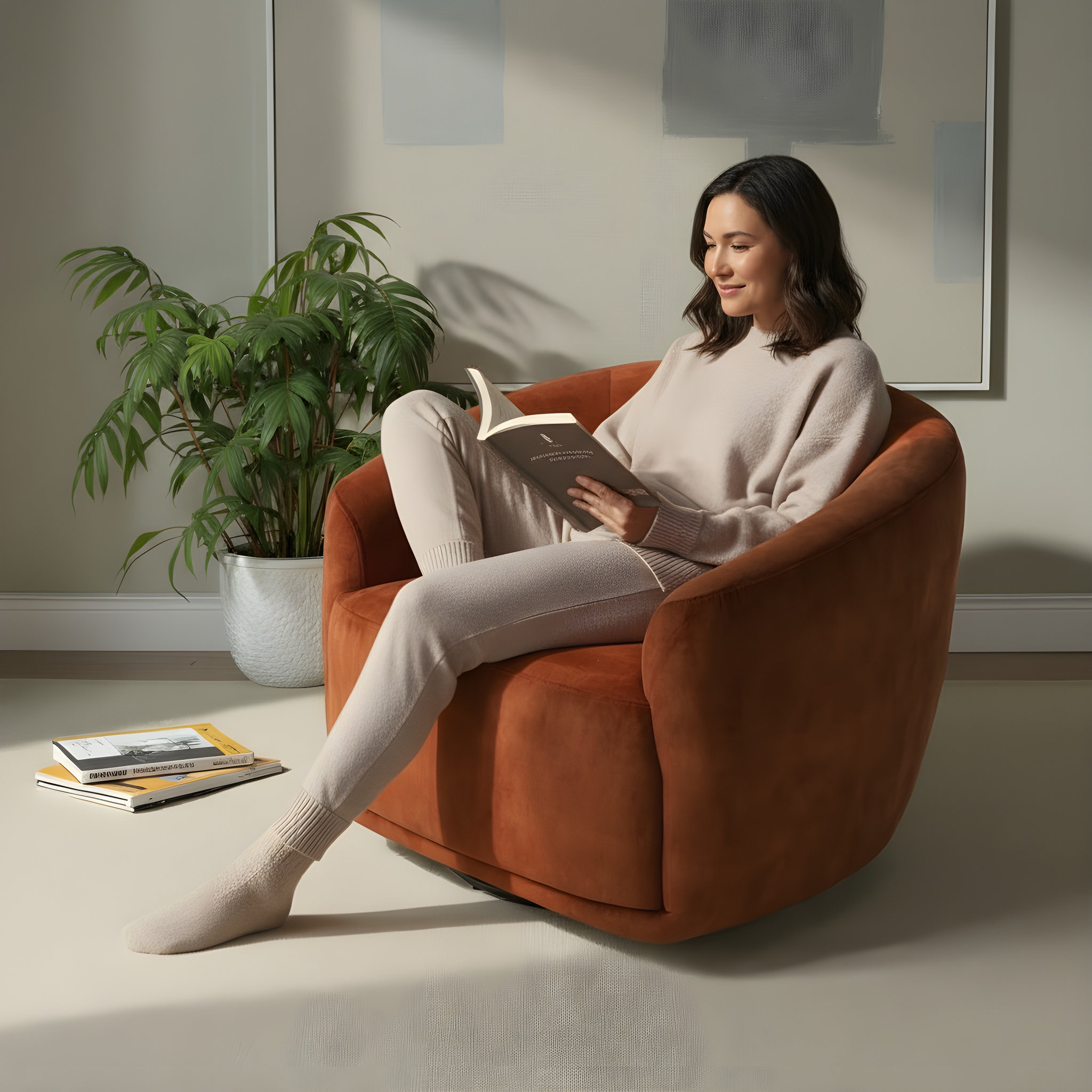 Janey Swivel Chair, Rust