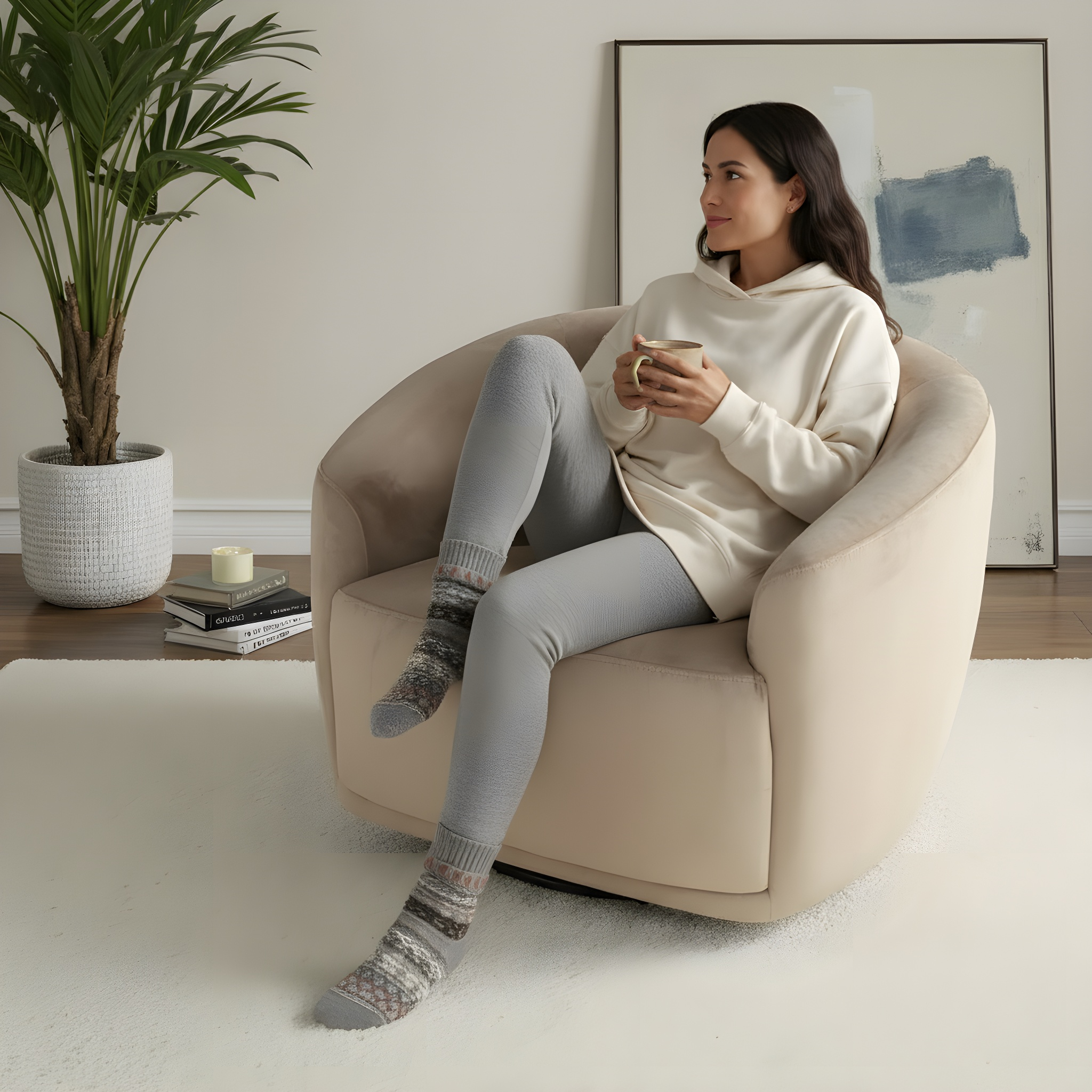 Janey Swivel Chair, Taupe