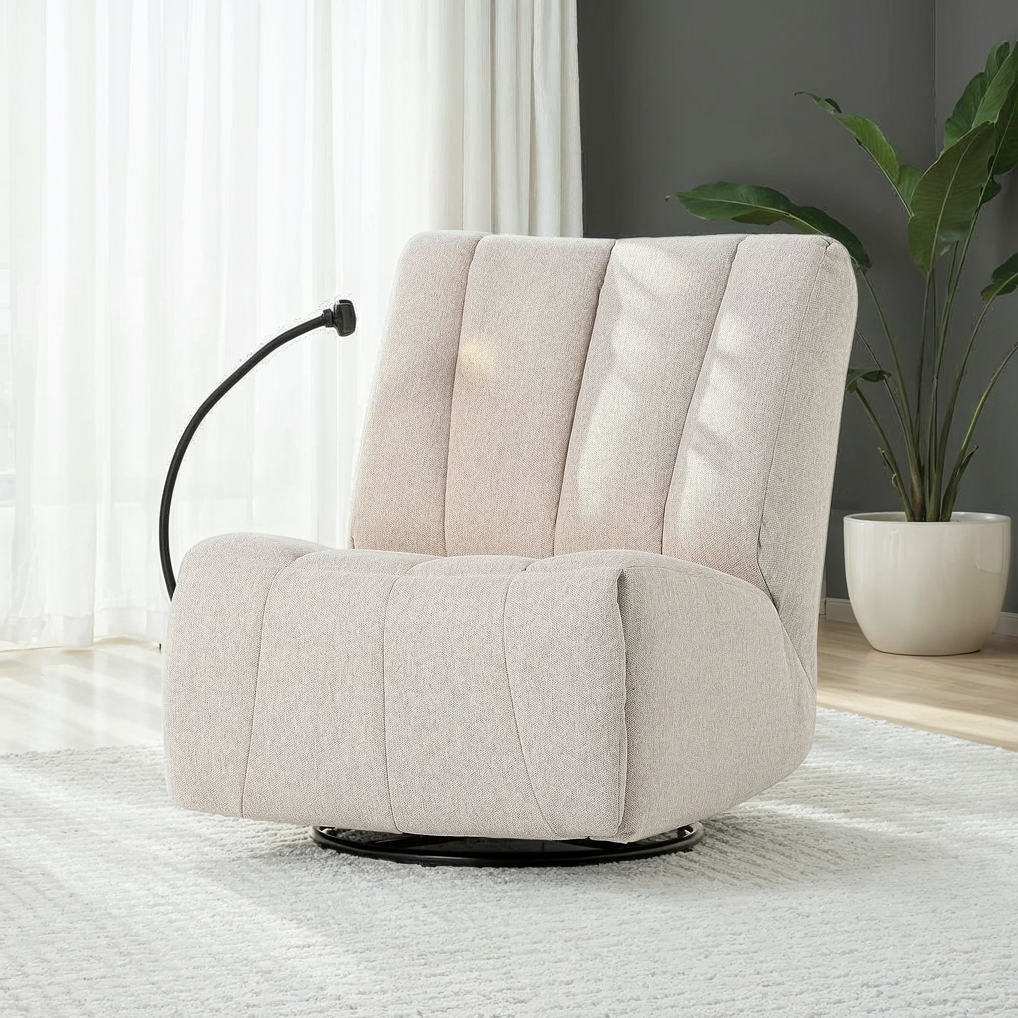 Hannah Swivel Recliner, Light Grey