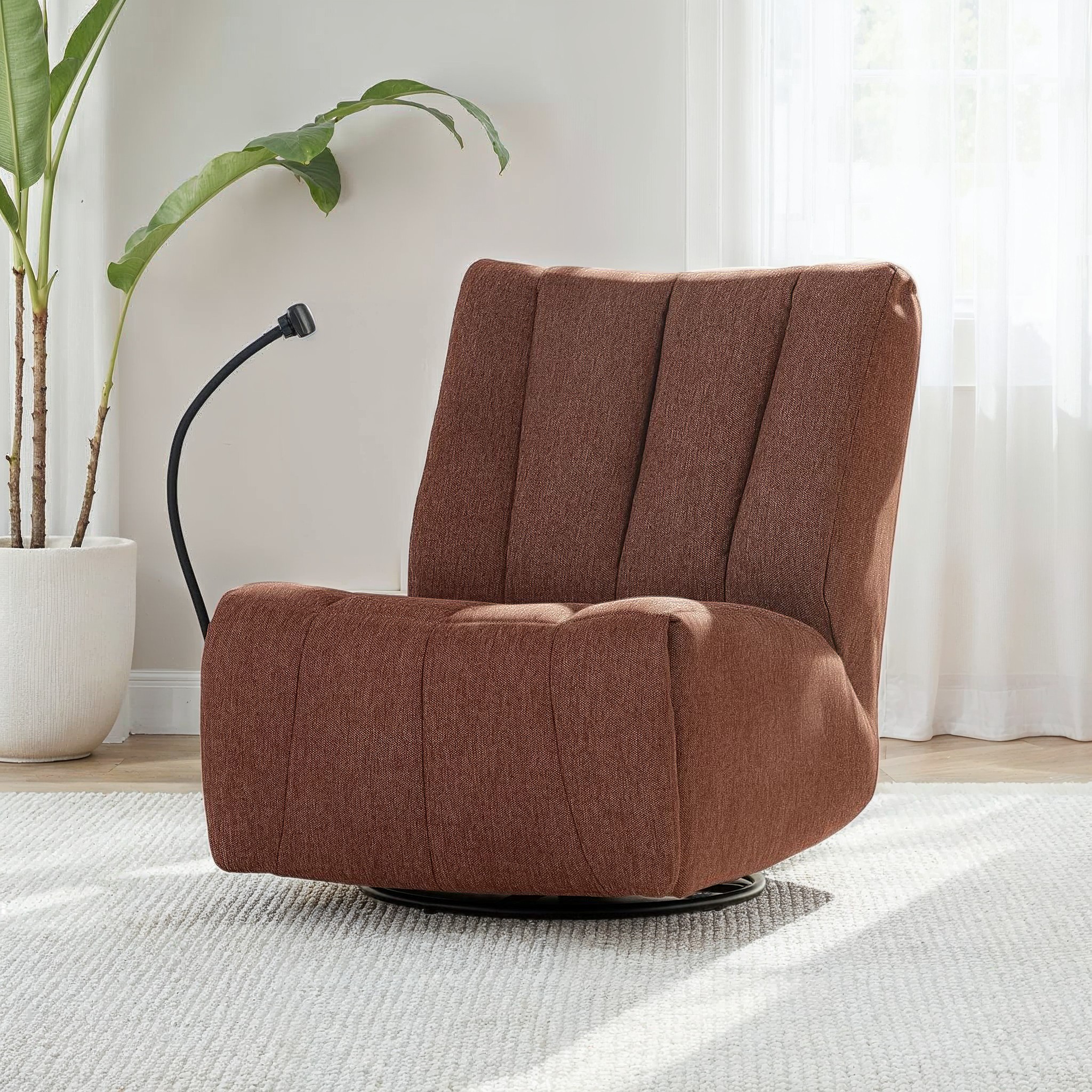 Hannah Swivel Recliner, Rust Brown