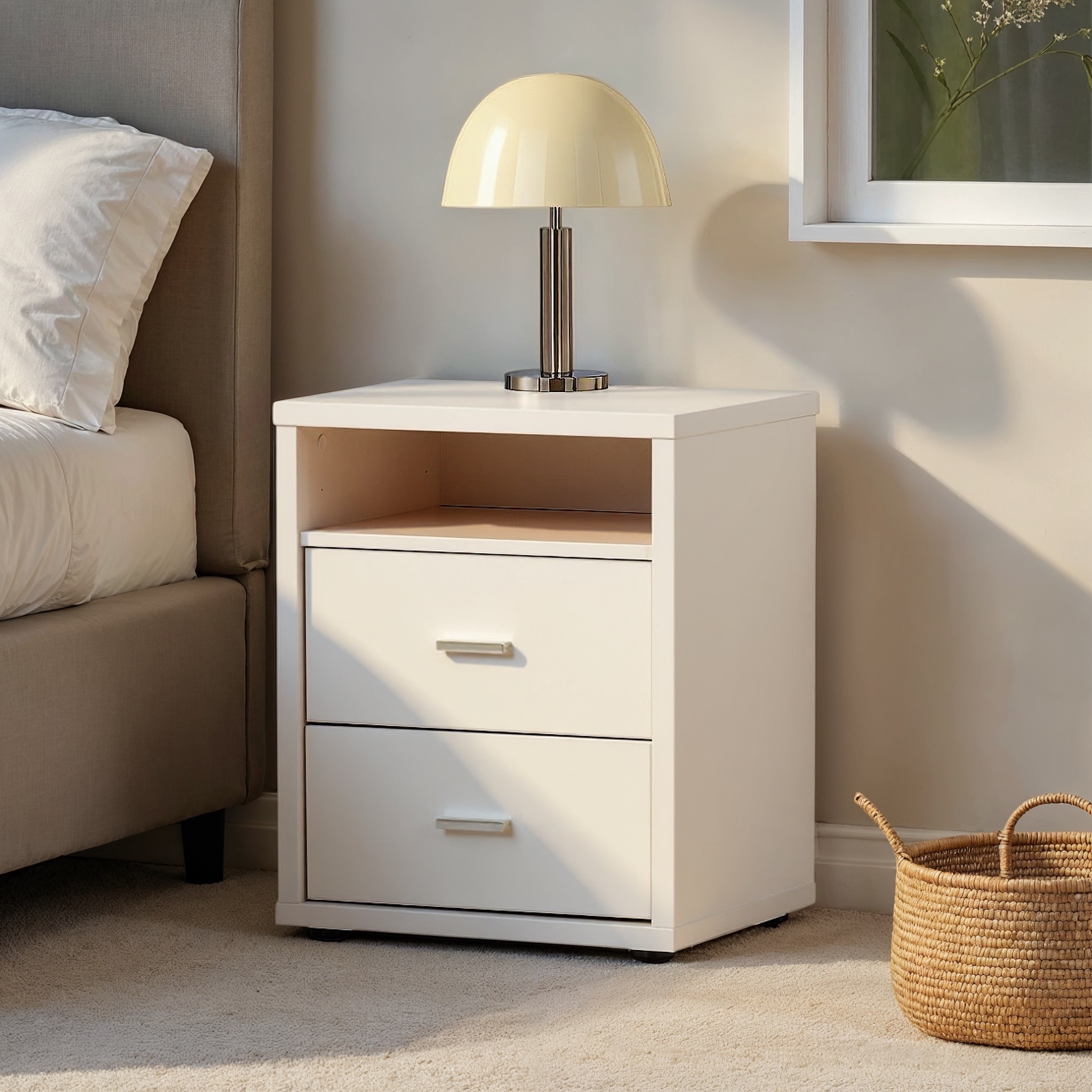 Alfie 2 Drawer Bedside, White
