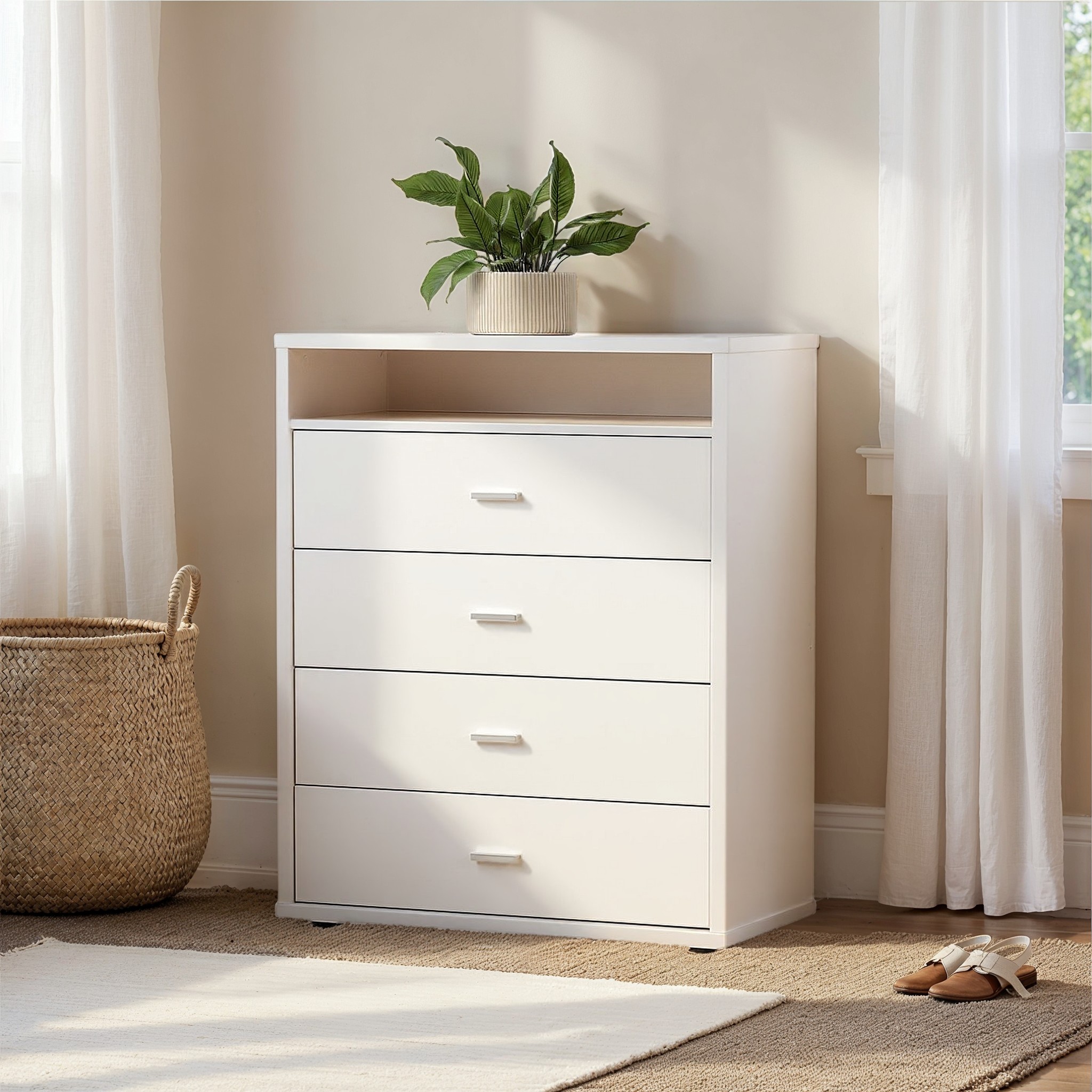 Alfie 4 Drawer Tallboy, White