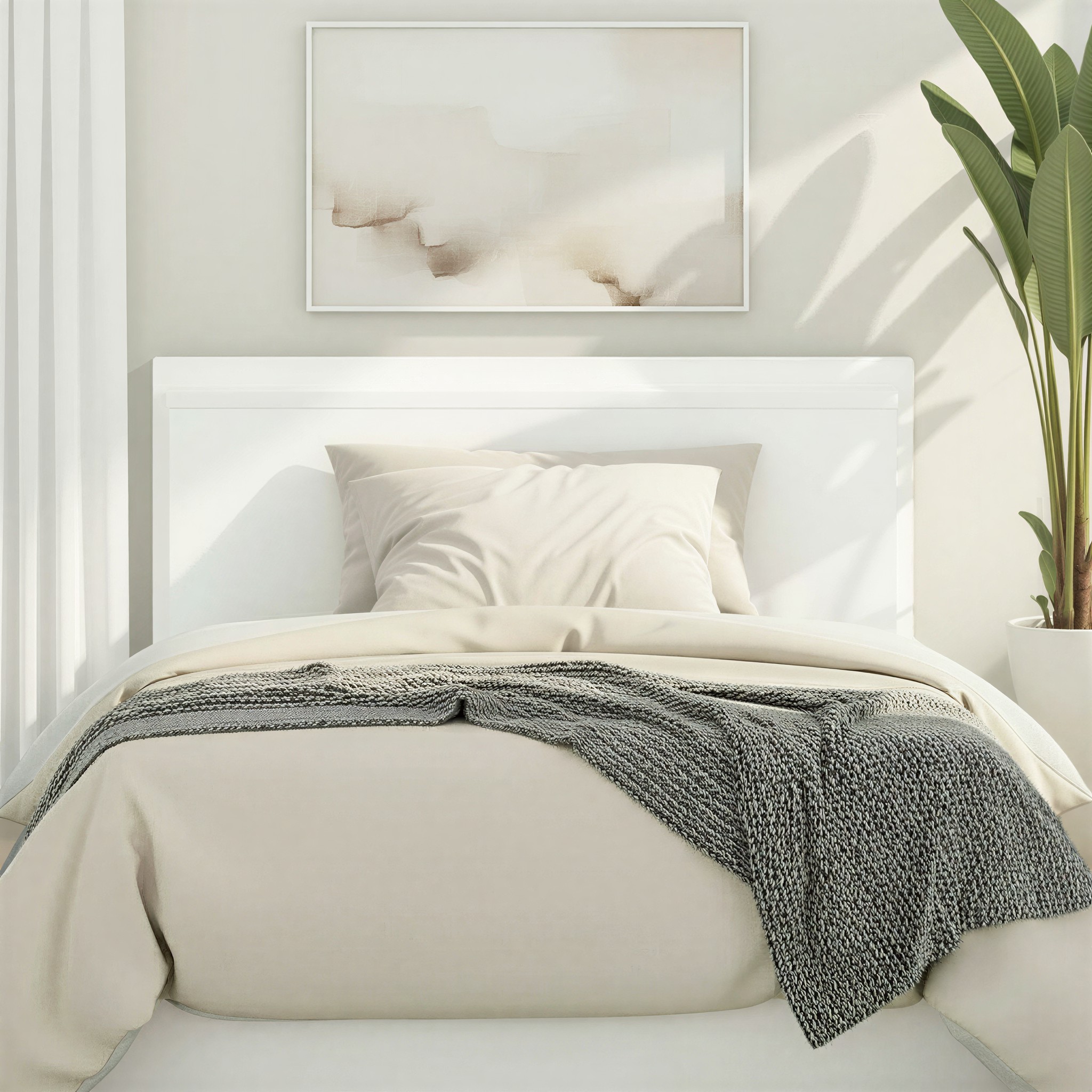 Alfie King Single Headboard With Storage, White