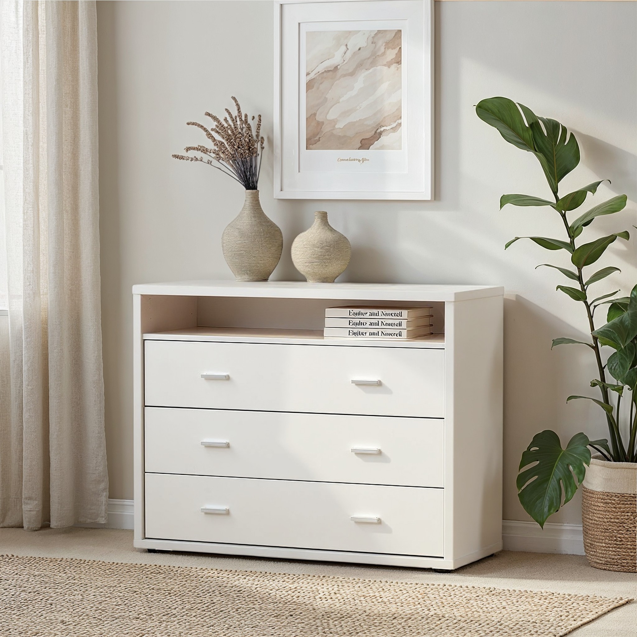 Alfie 3 Drawer Lowboy, White
