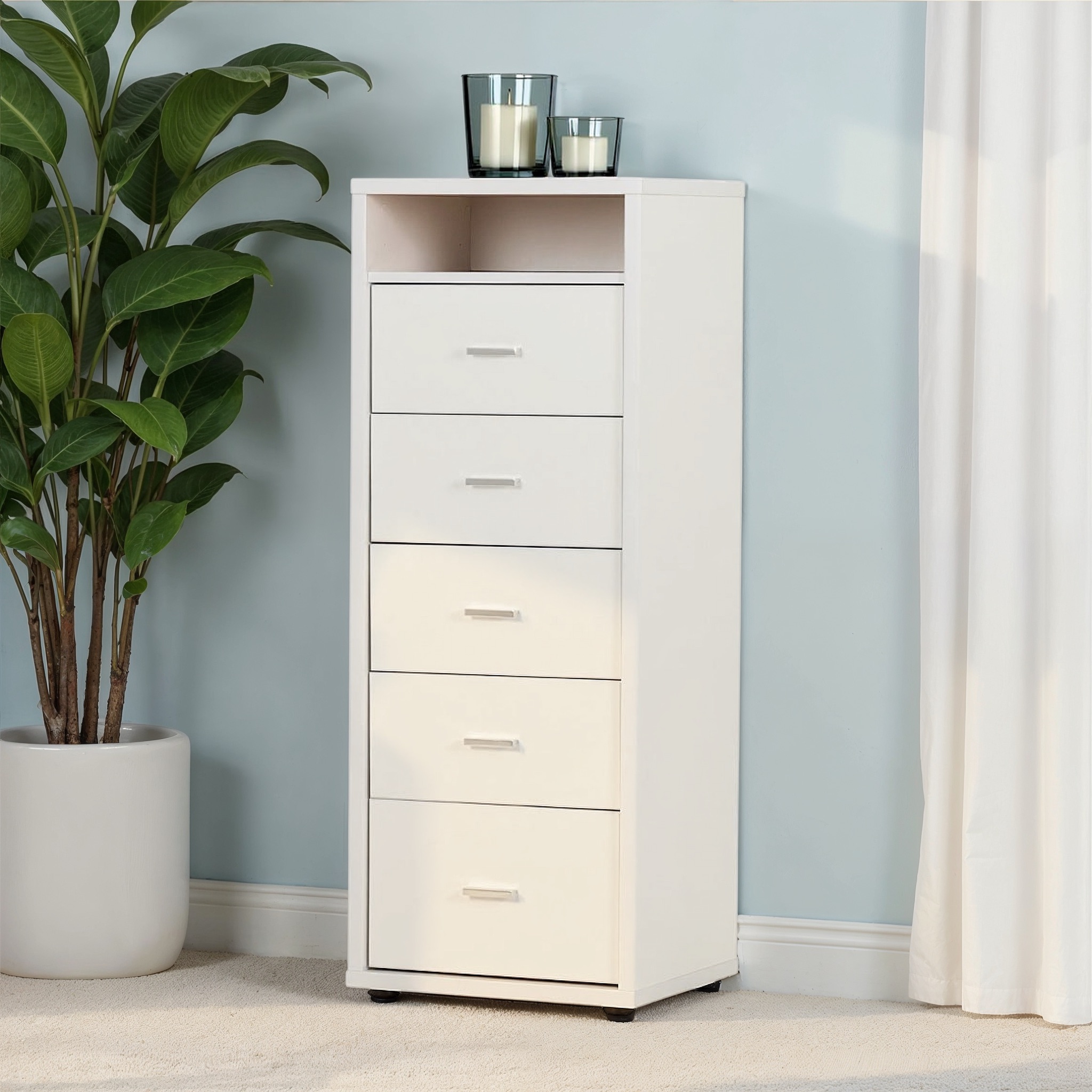 Alfie 5 Drawer Chest - W48, White