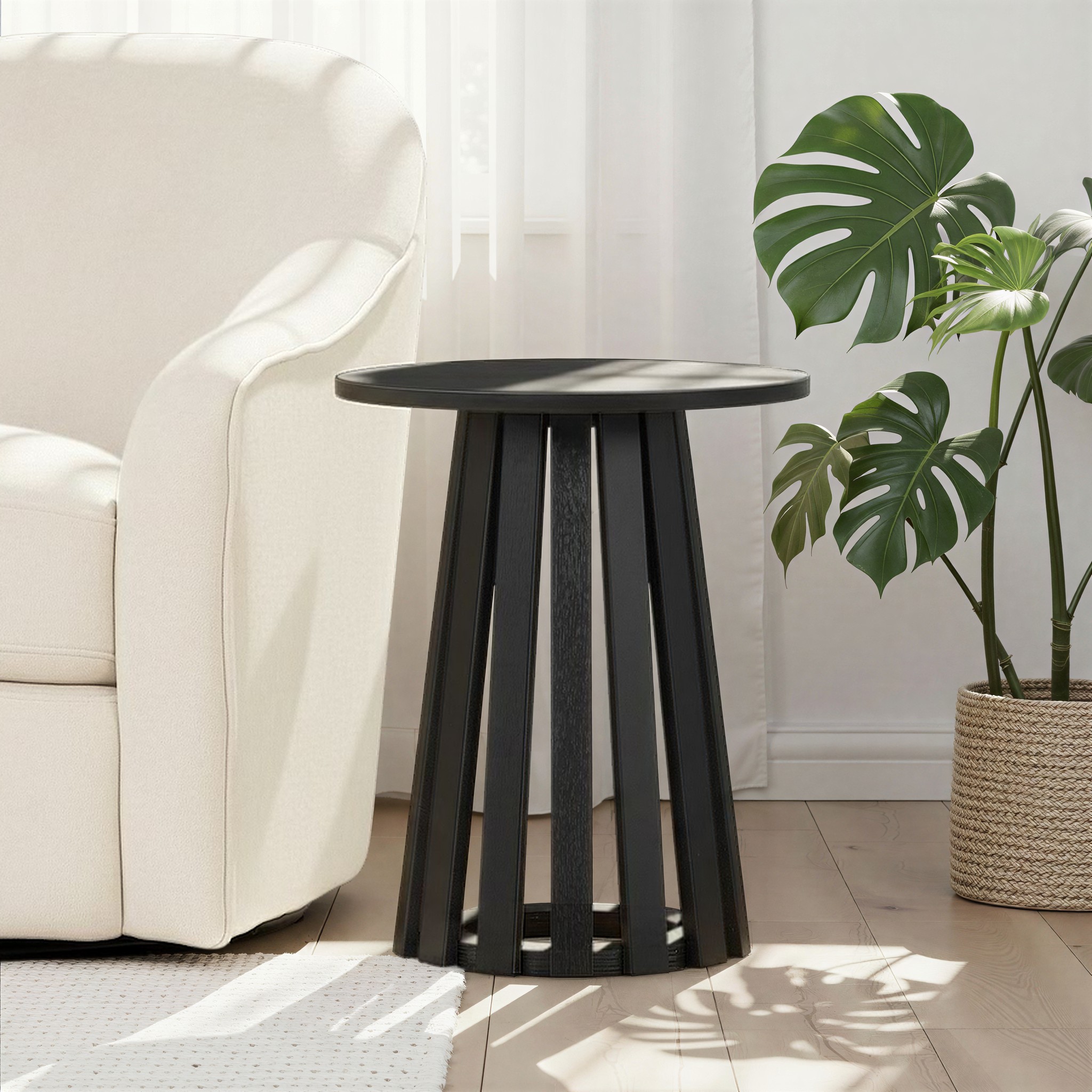 Ambrose Round Side Table KD, Black