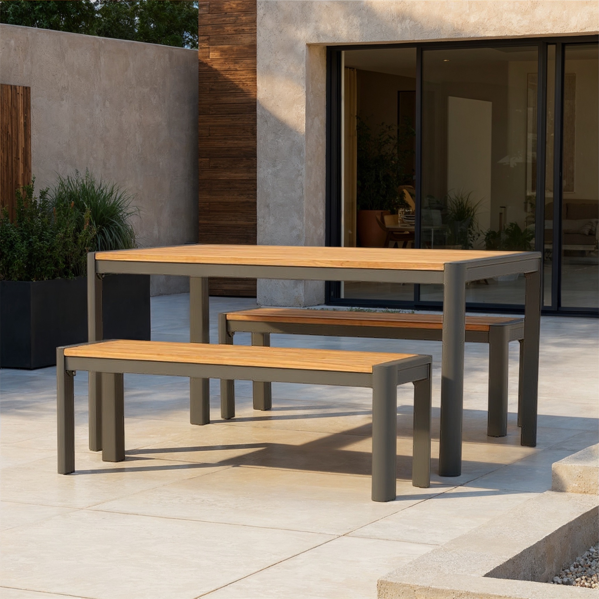 Antigua Outdoor 3 Piece Dining Set - W150, Charcoal