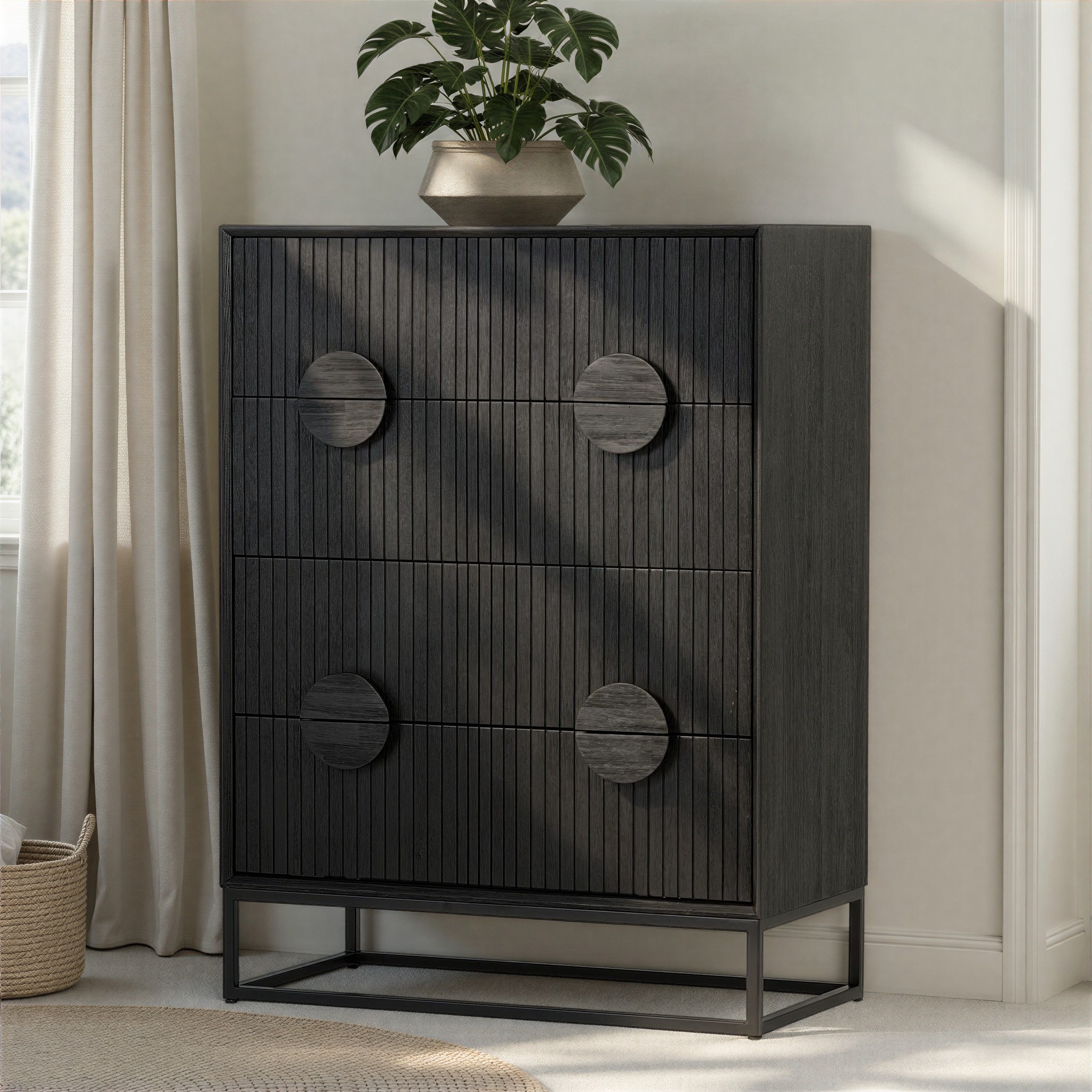 Anya 4 Drawer Tallboy, Black
