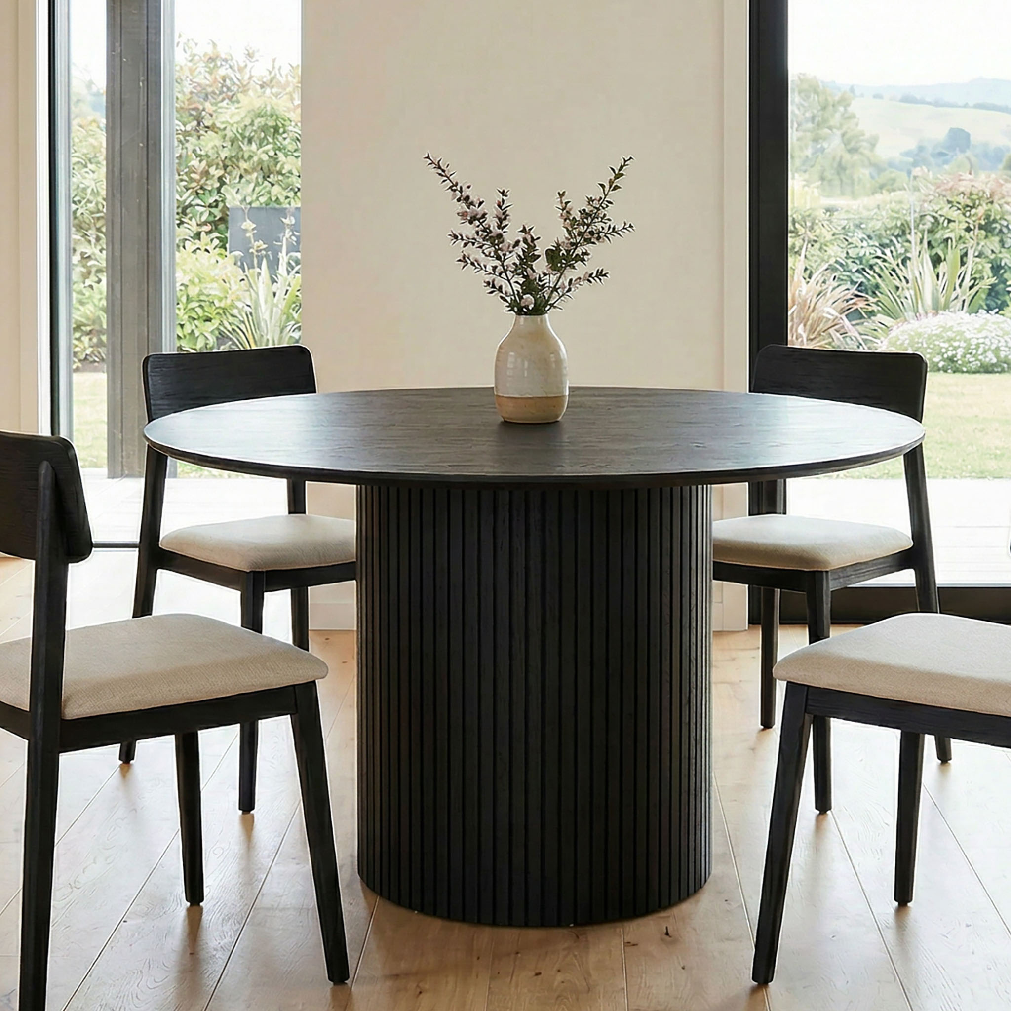 Anya Round Dining Table - W120, Black