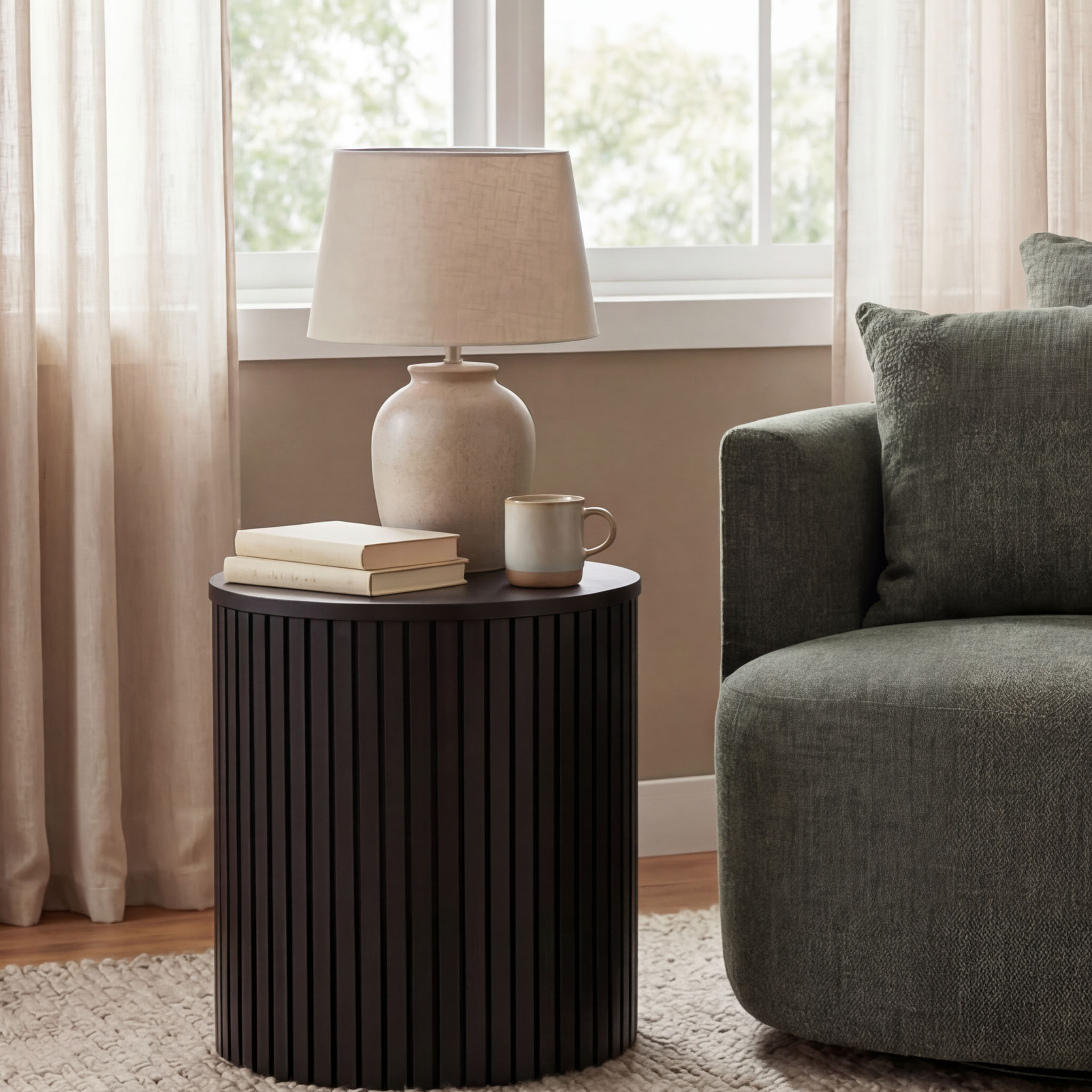 Anya Round Side Table, Black