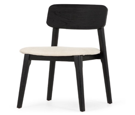 Anya Dining Chair With Fabric Seat, Black