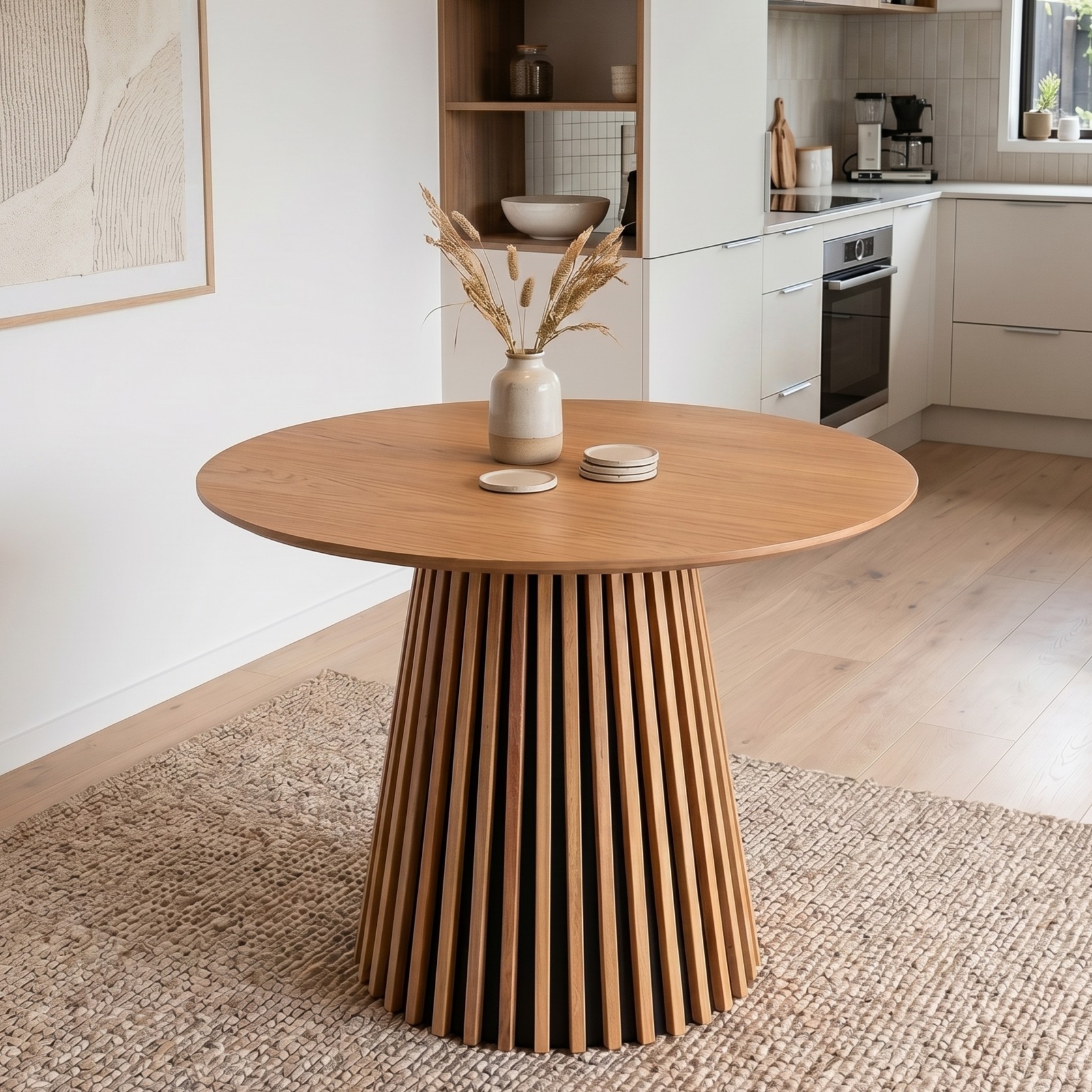 Sena Round Dining Table KD - W90, Natural