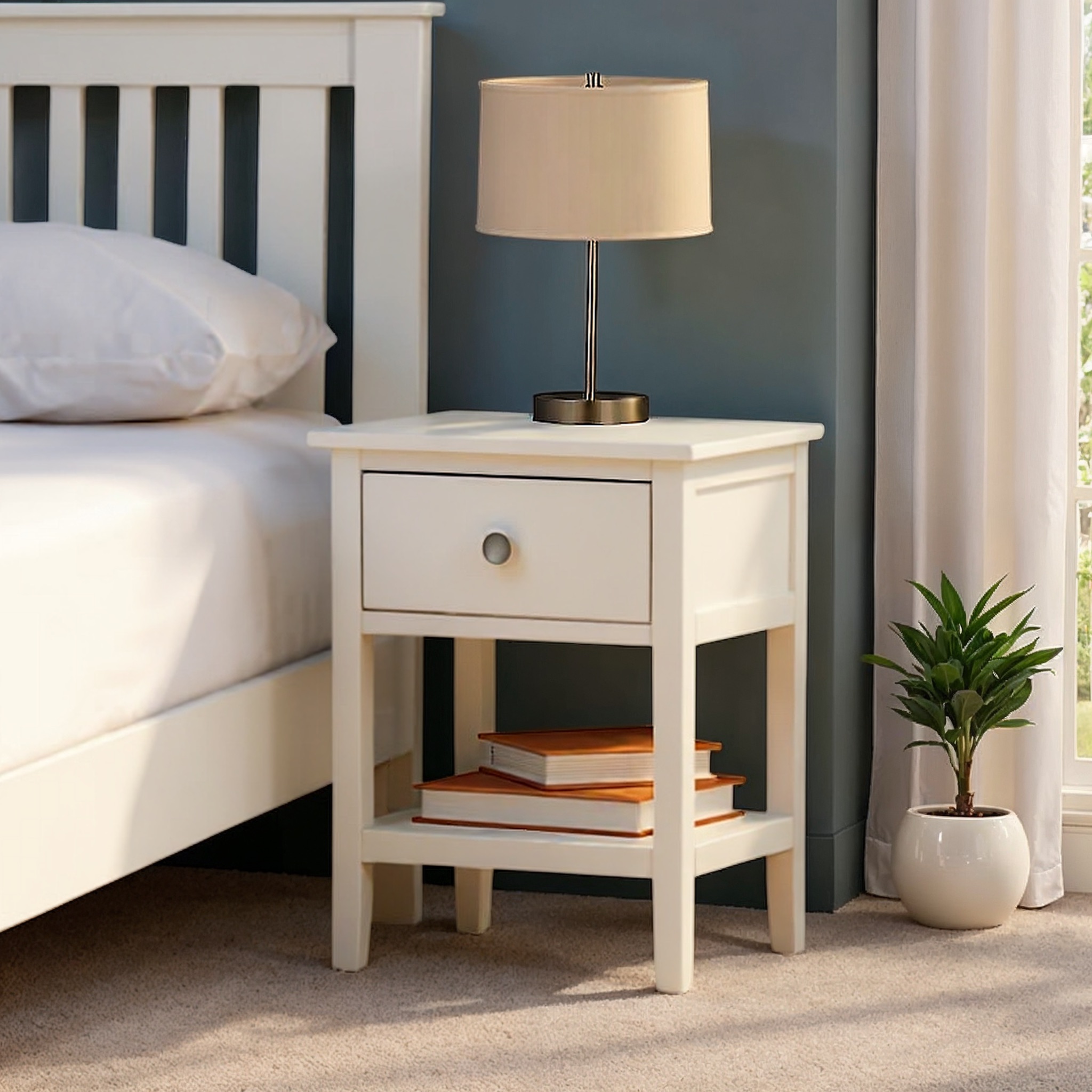 Chelsea 1 Drawer Bedside, White