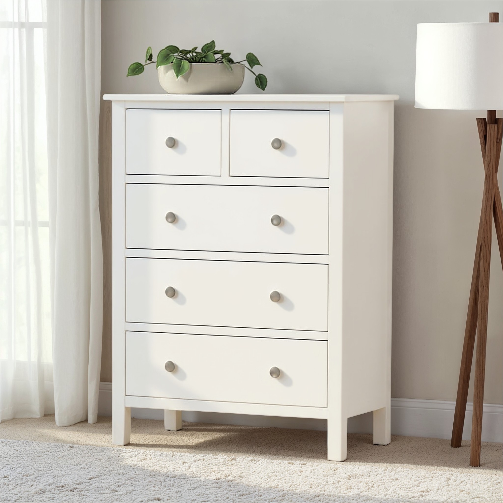 Chelsea 5 Drawer Tallboy, White