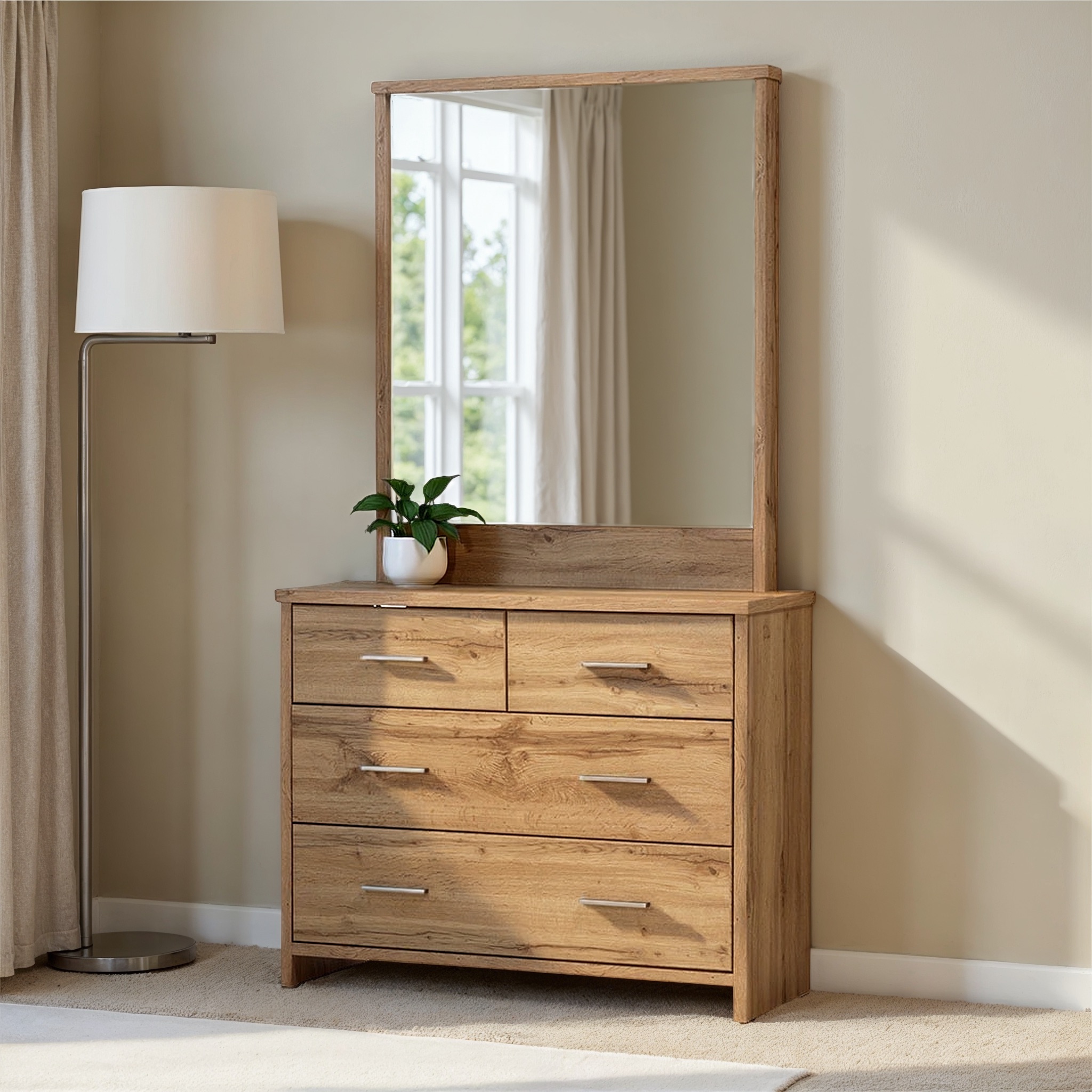 Colby Lowboy & Dresser Mirror 4 Drawers