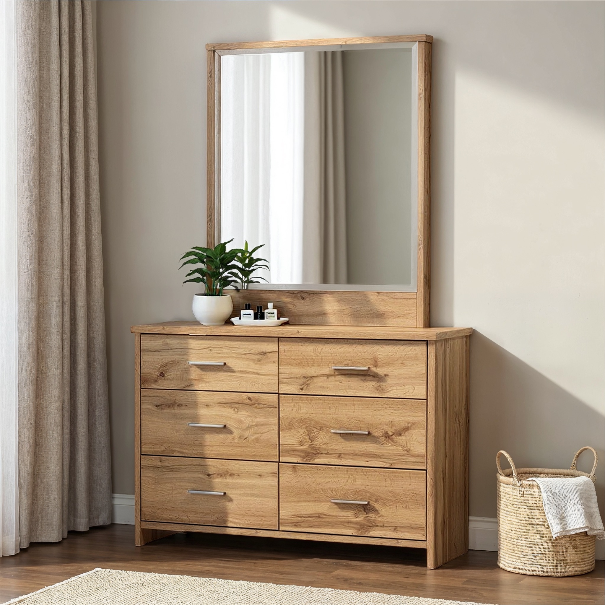 Colby Lowboy & Dresser Mirror 6 Drawers