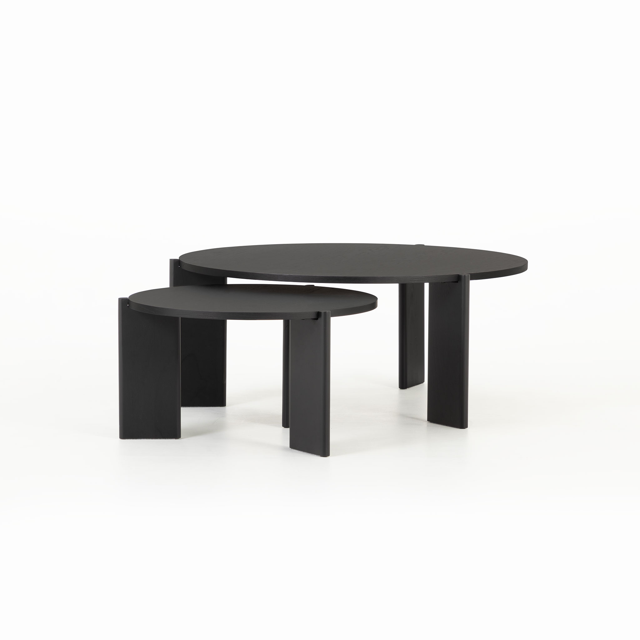Ash Set of 2 Round Side Tables, Black