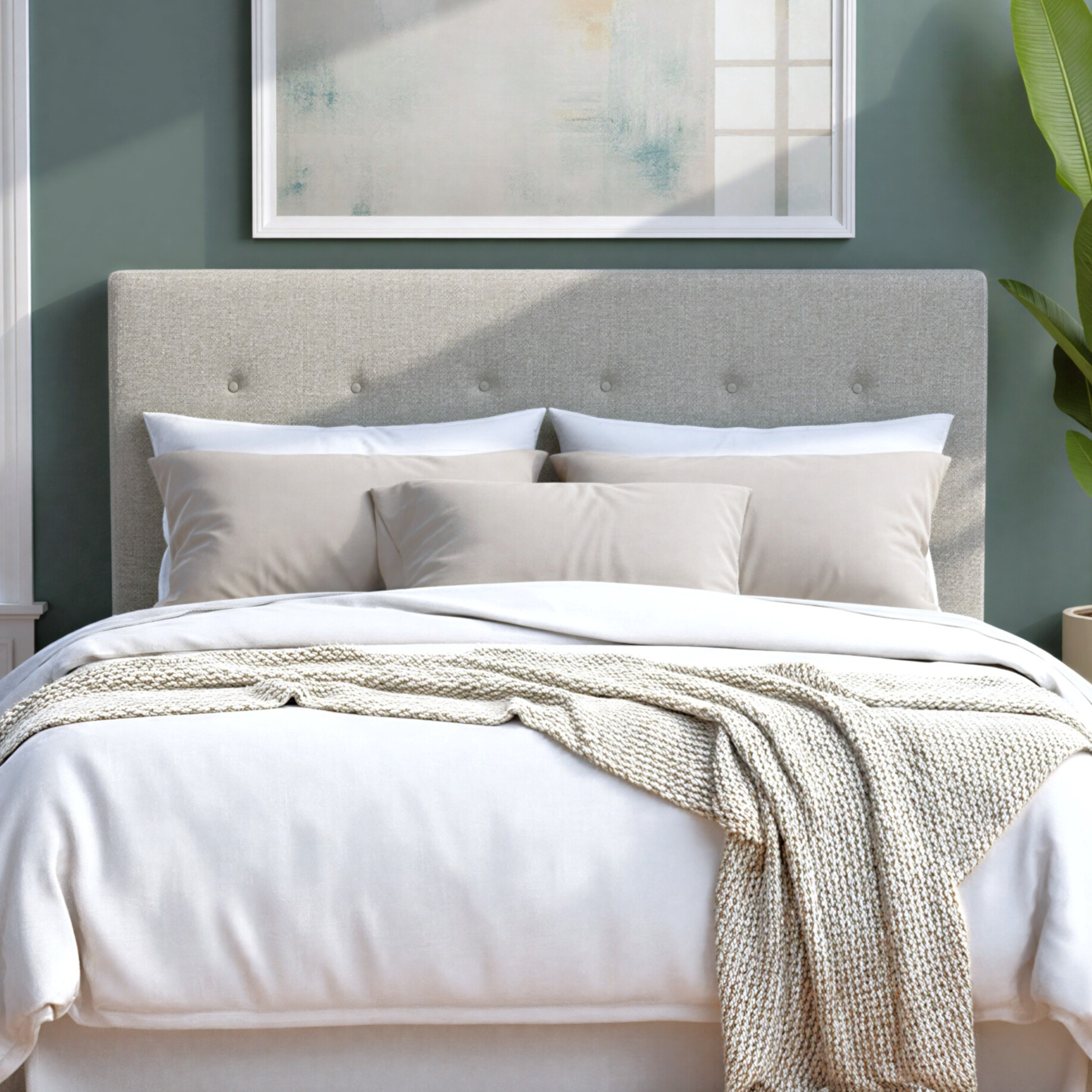 Dallas Queen Headboard, Light Grey