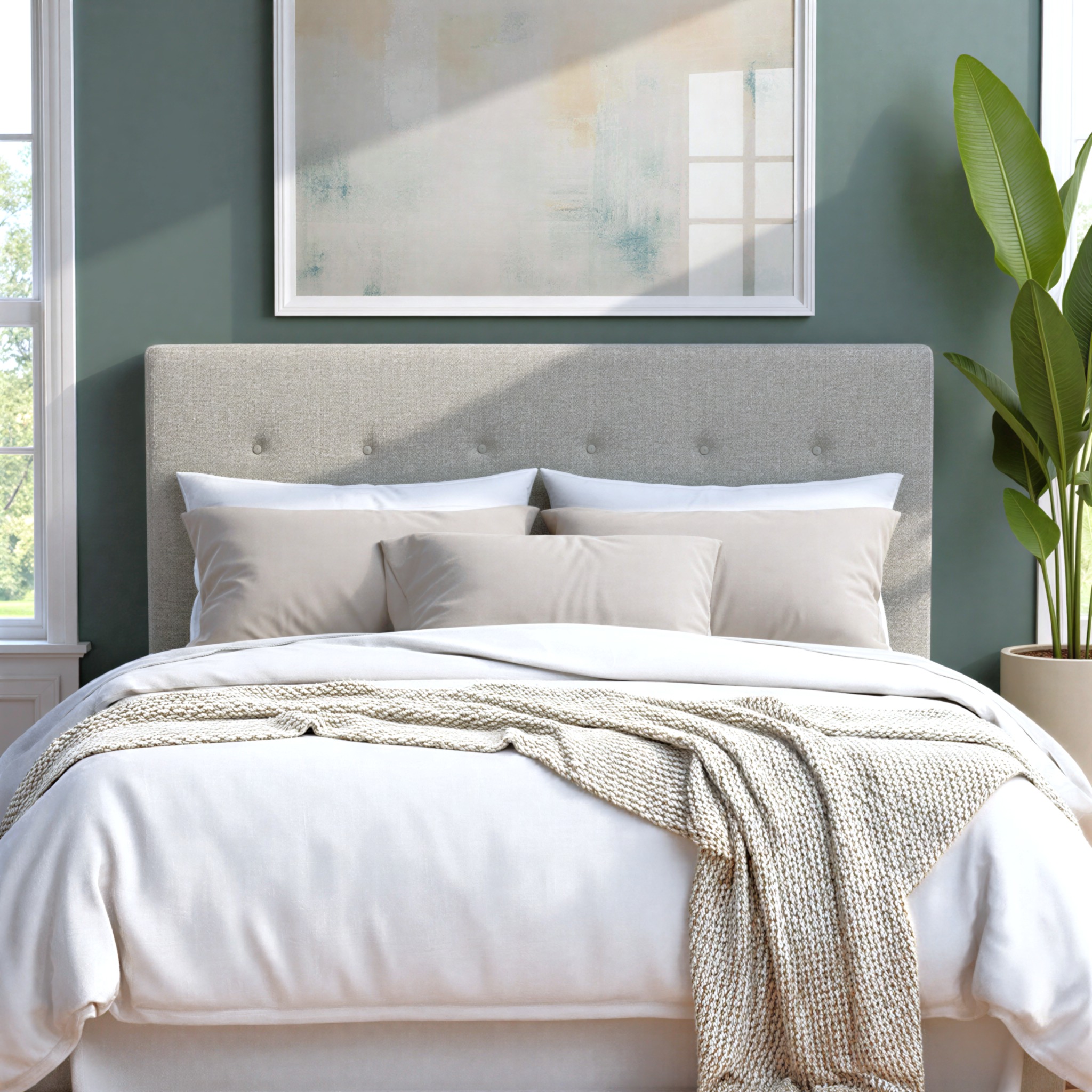 Dallas Queen Headboard, Light Grey